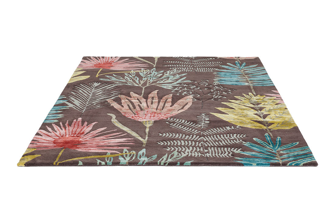 Harlequin rug with a multicolour floral pattern