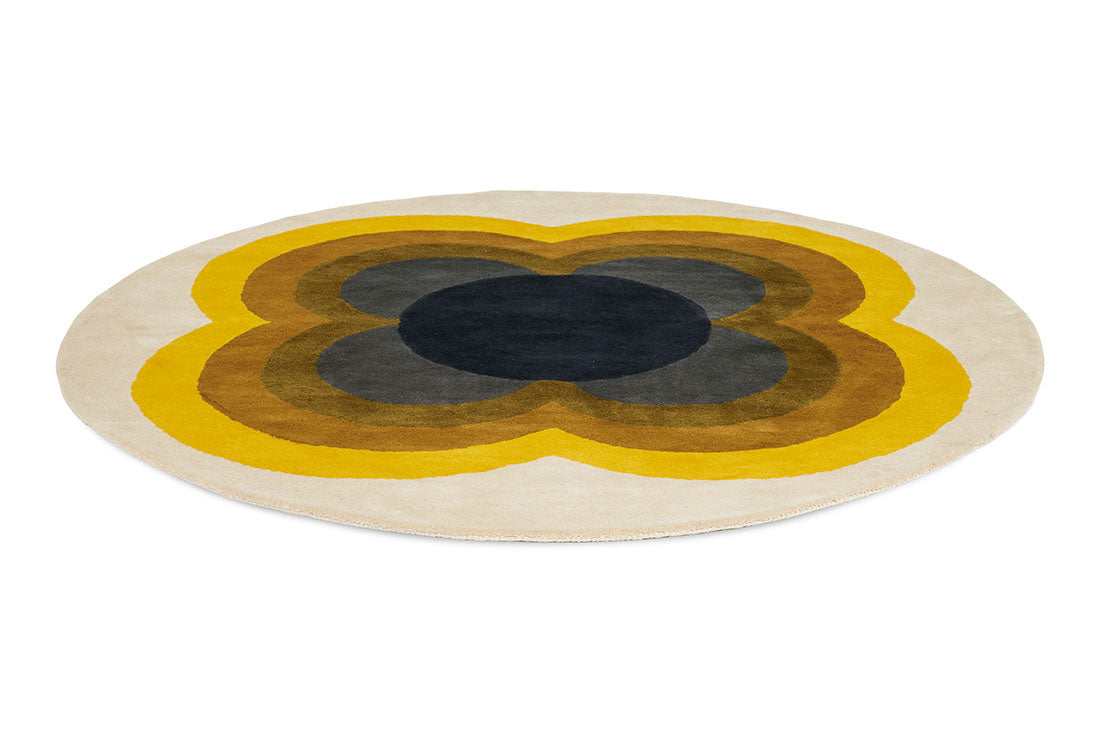 orla kiely sunflower yellow circle rug