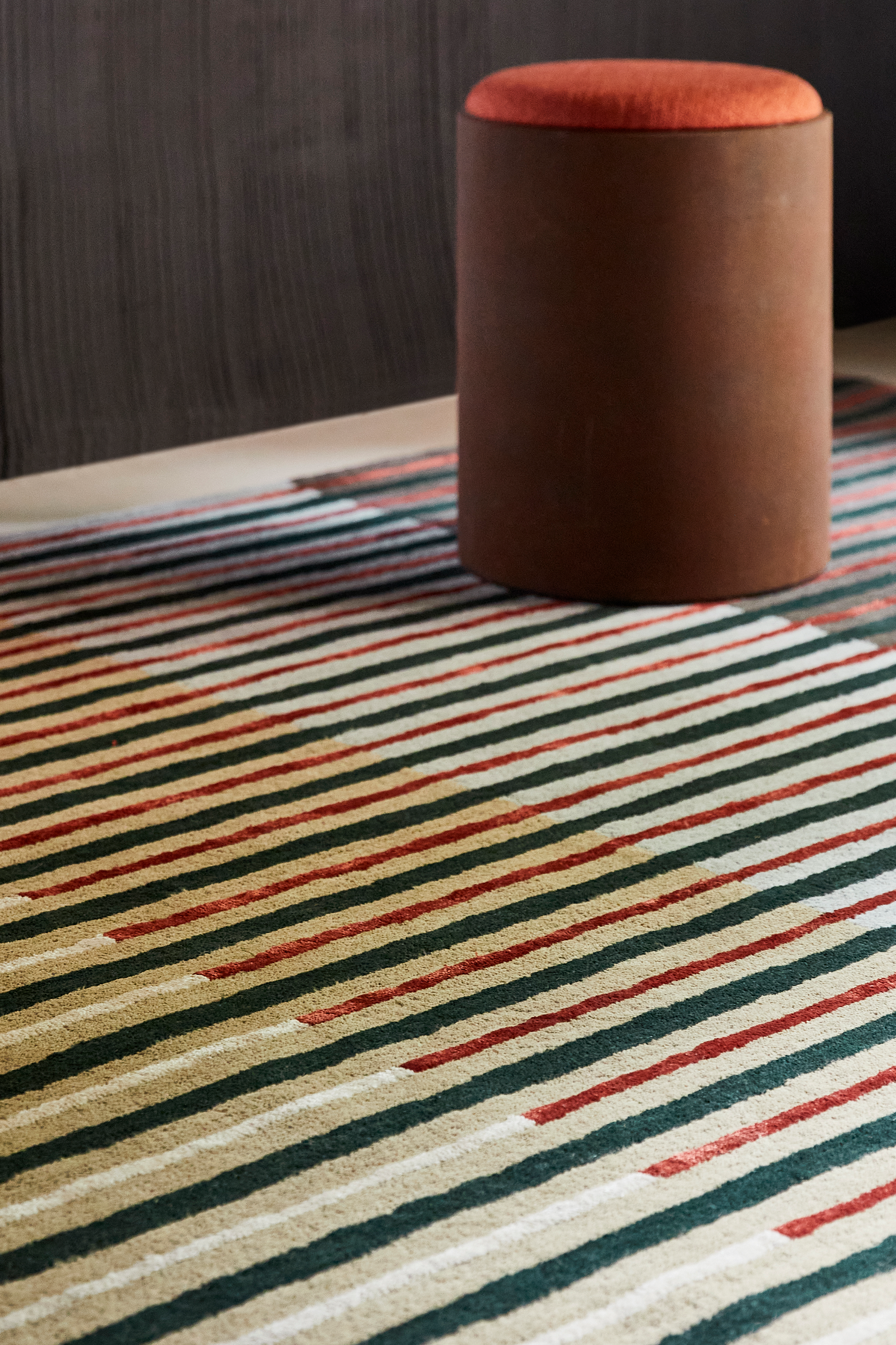 multicolour wool area rug with modern stripe pattern