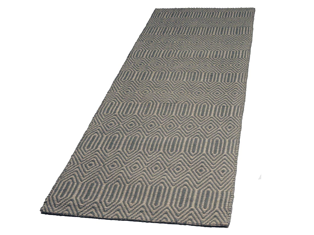 duck egg blue and white runner geometric aztec pattern