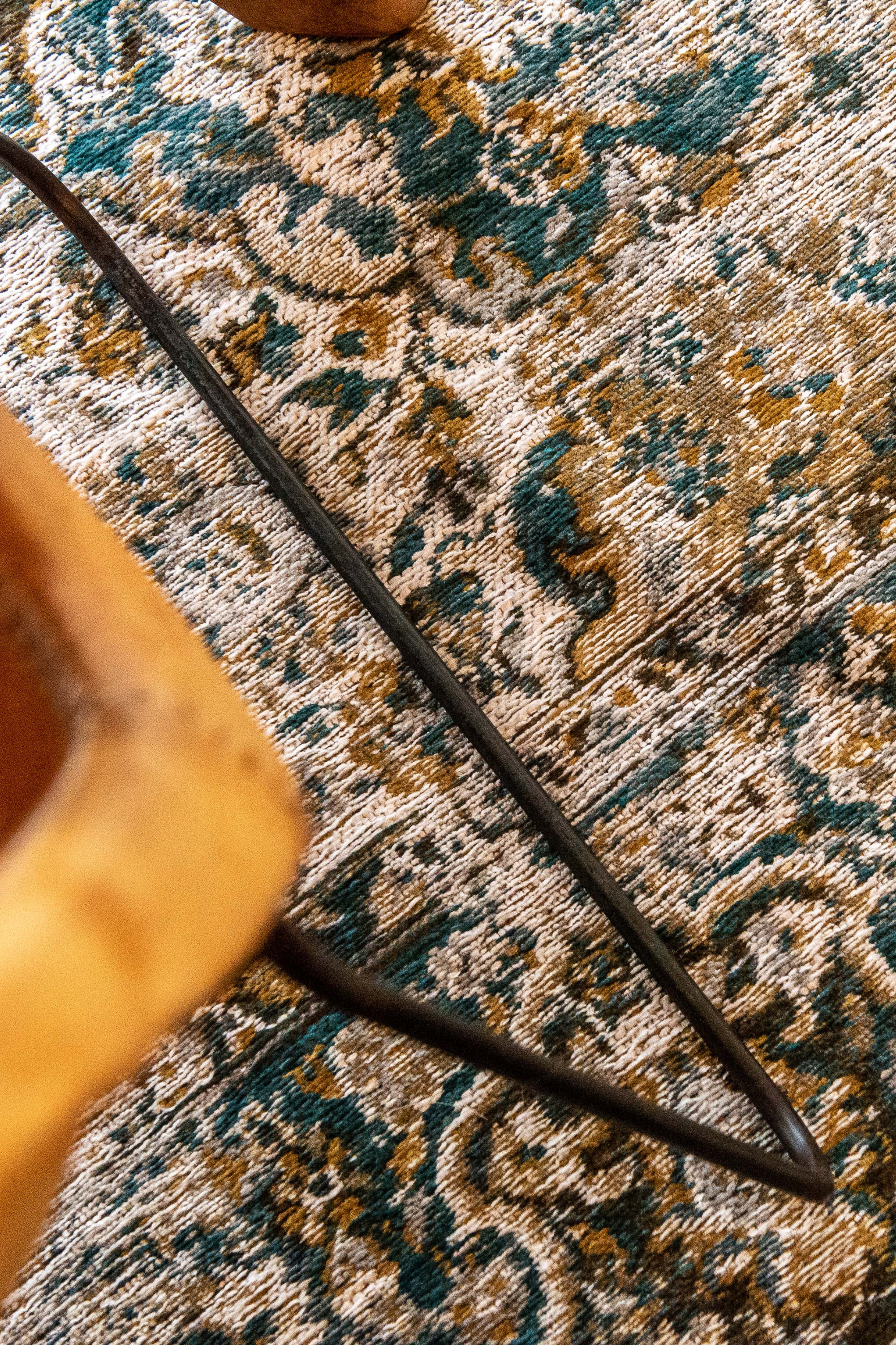 white, blue and yellow vintage style rug