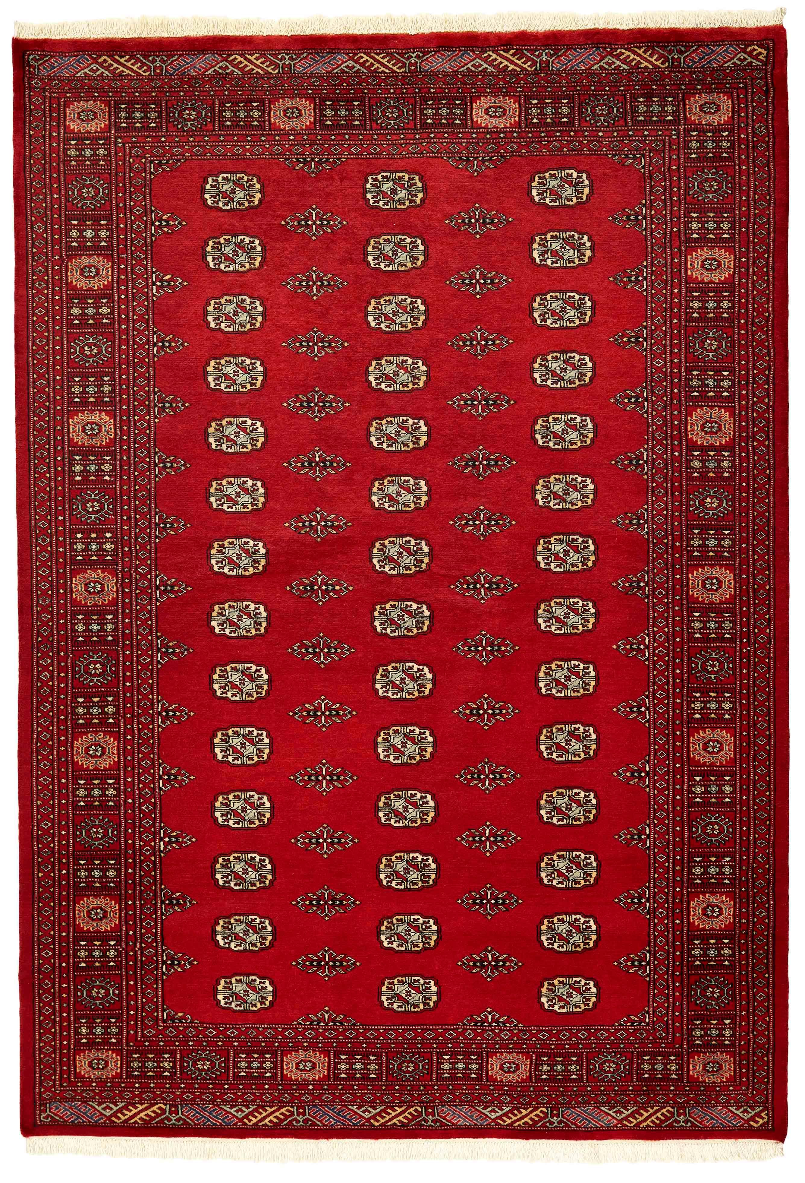 red oriental rug with traditional pattern