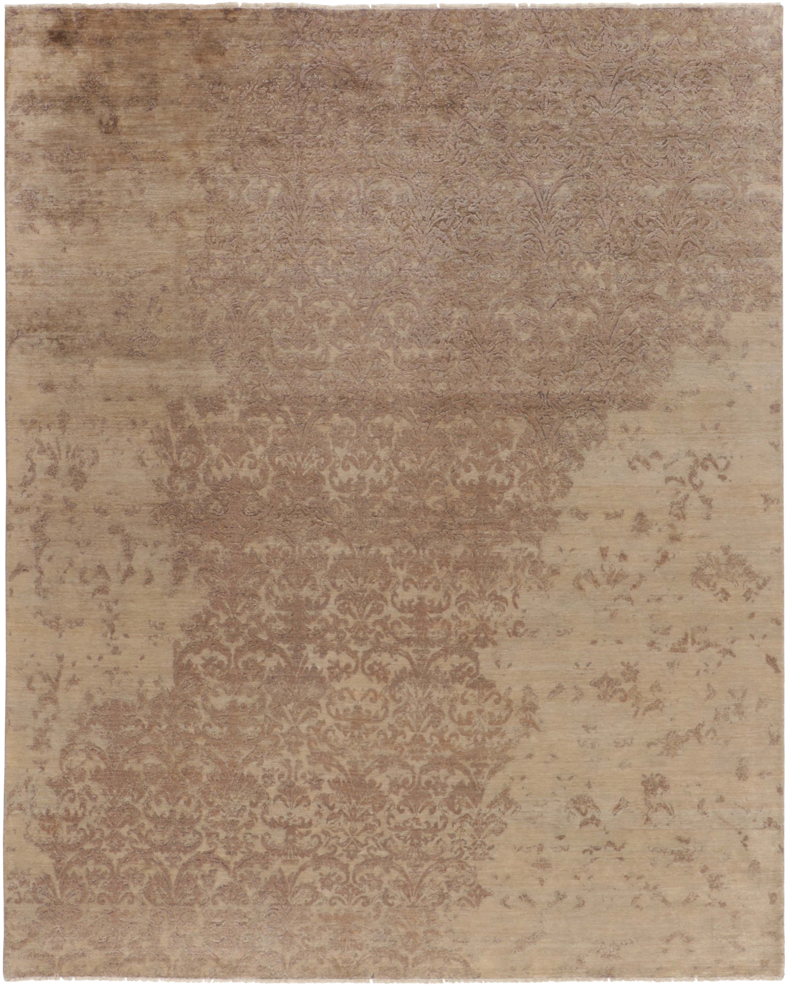 Authentic oriental rug with a damask pattern in beige
