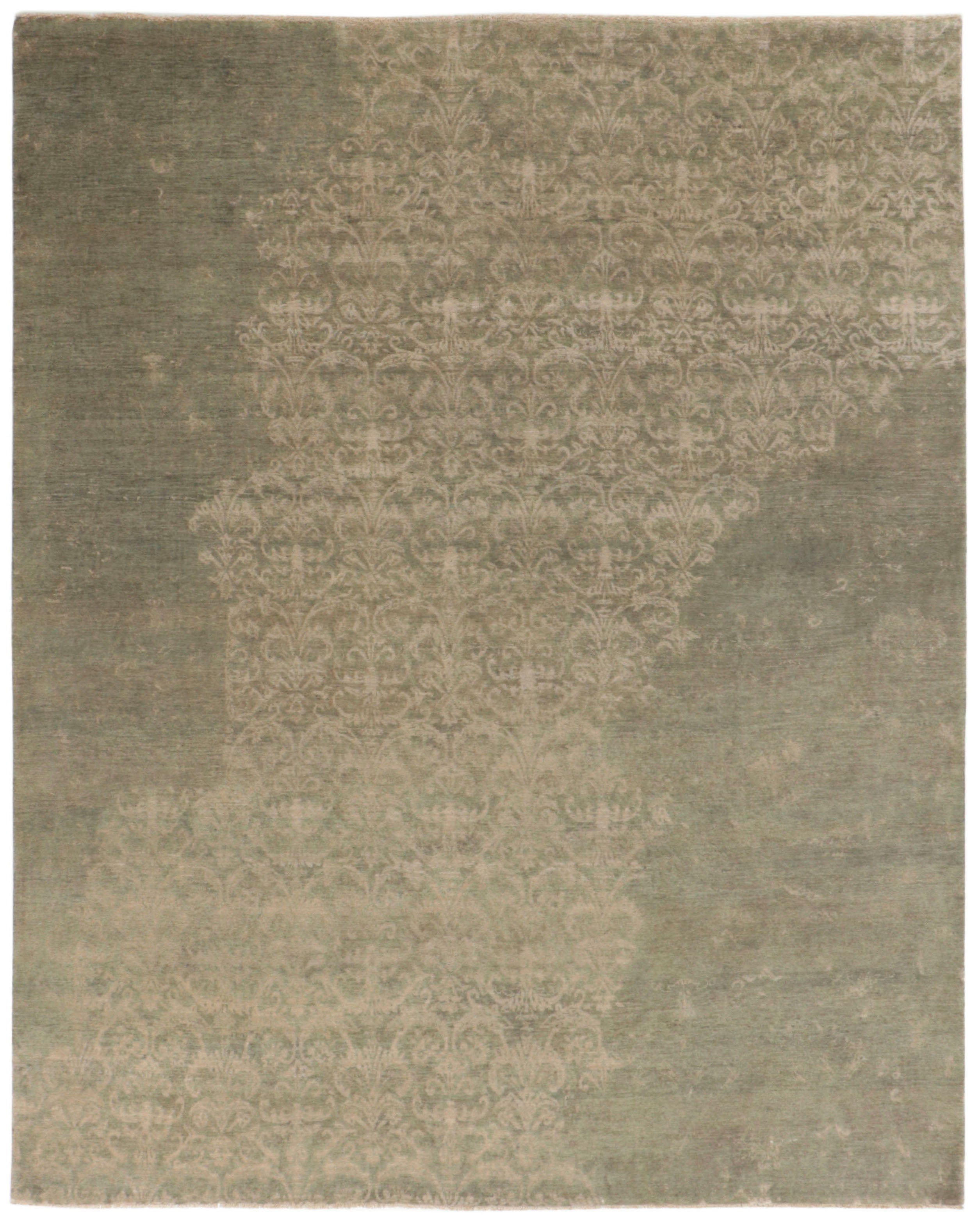 Authentic oriental rug with a damask pattern in beige