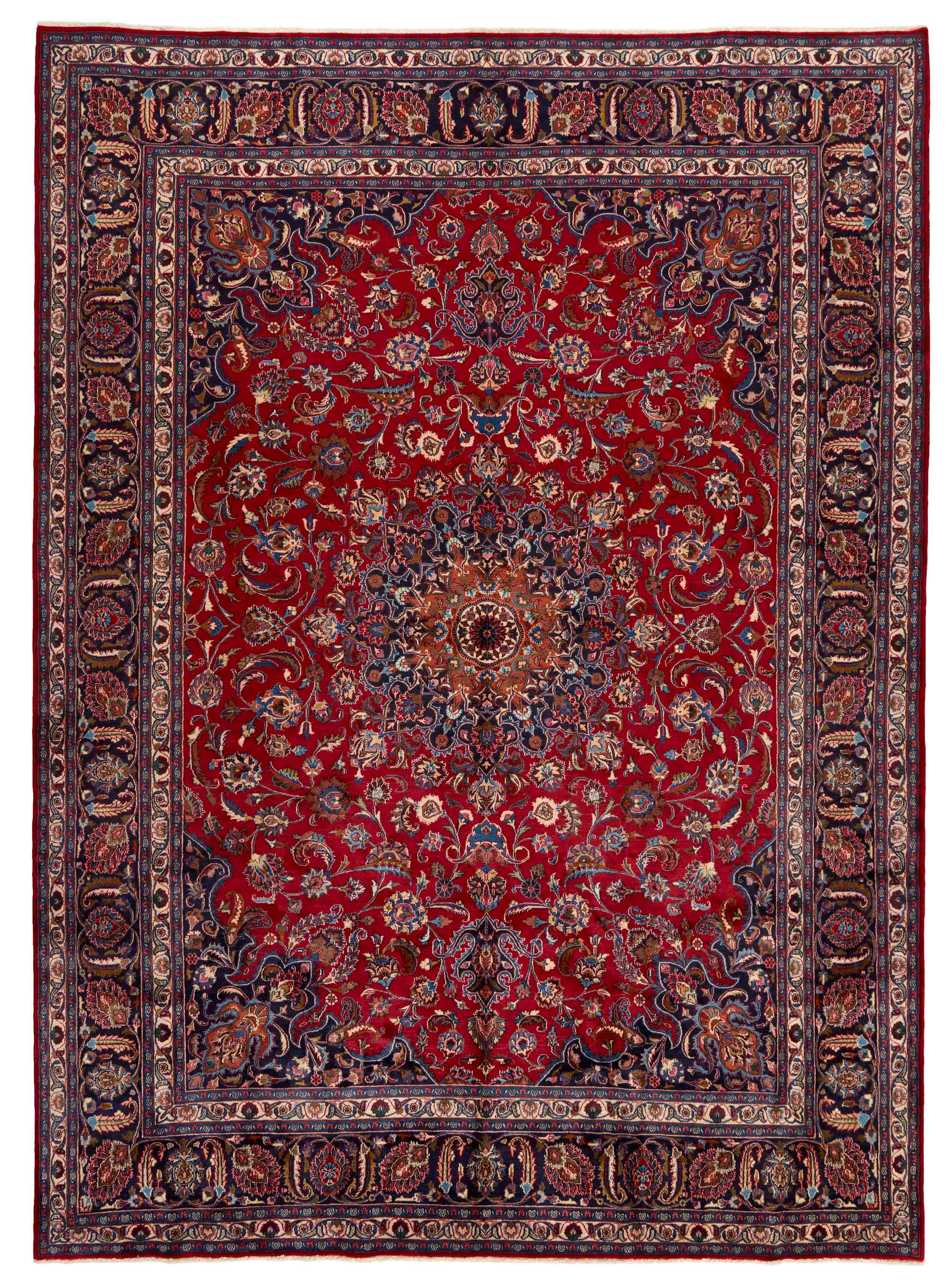 Authentic persian rug with a traditional floral design in red