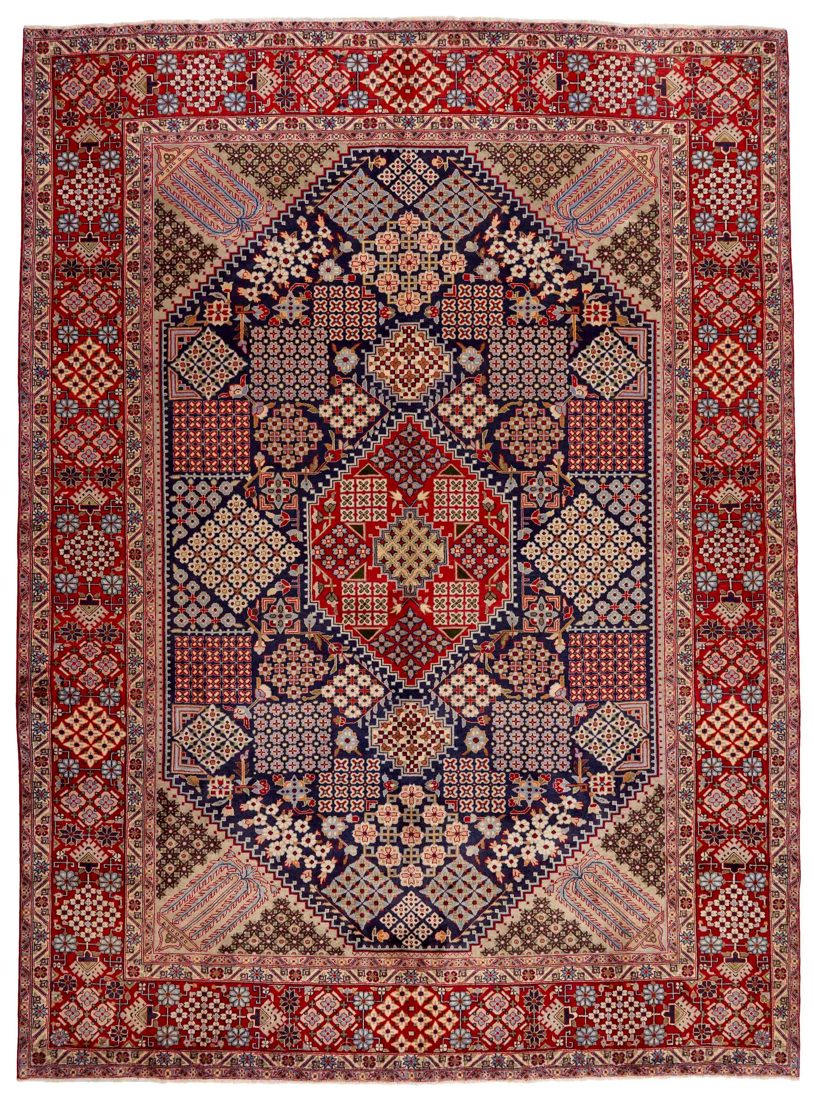 authentic persian rug with traditional floral pattern in red
