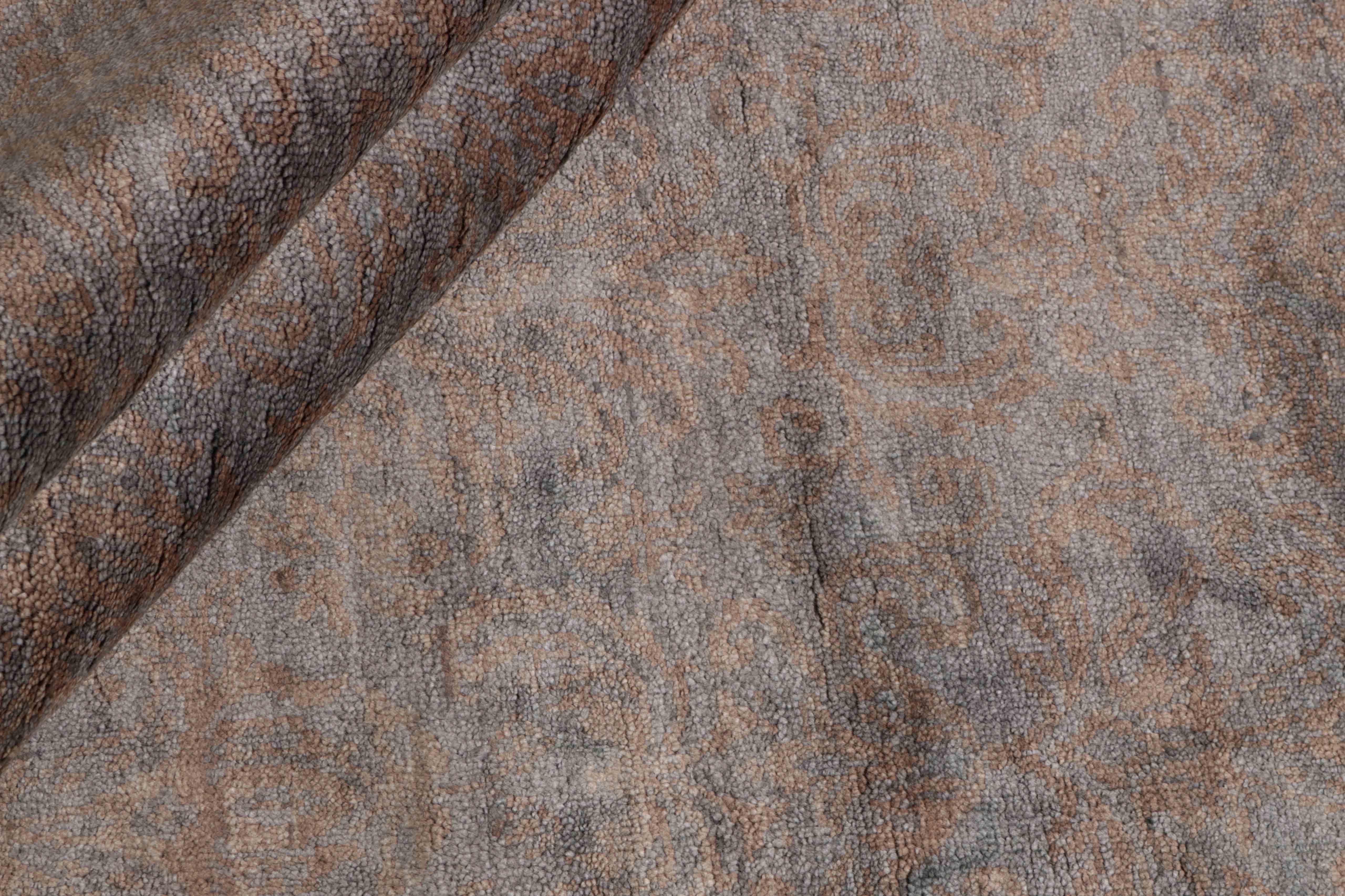 Authentic oriental rug with a damask pattern in brown