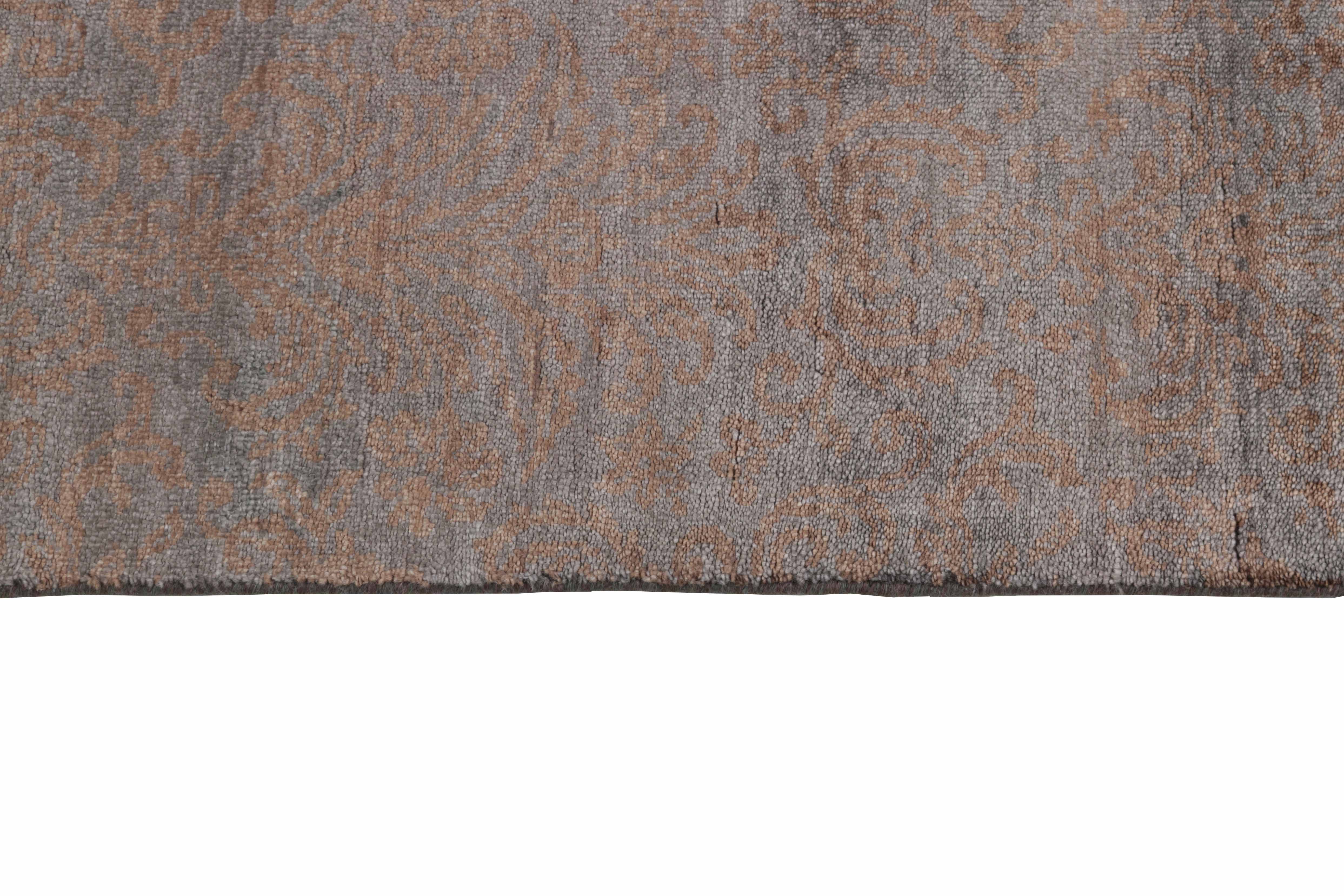 Authentic oriental rug with a damask pattern in brown