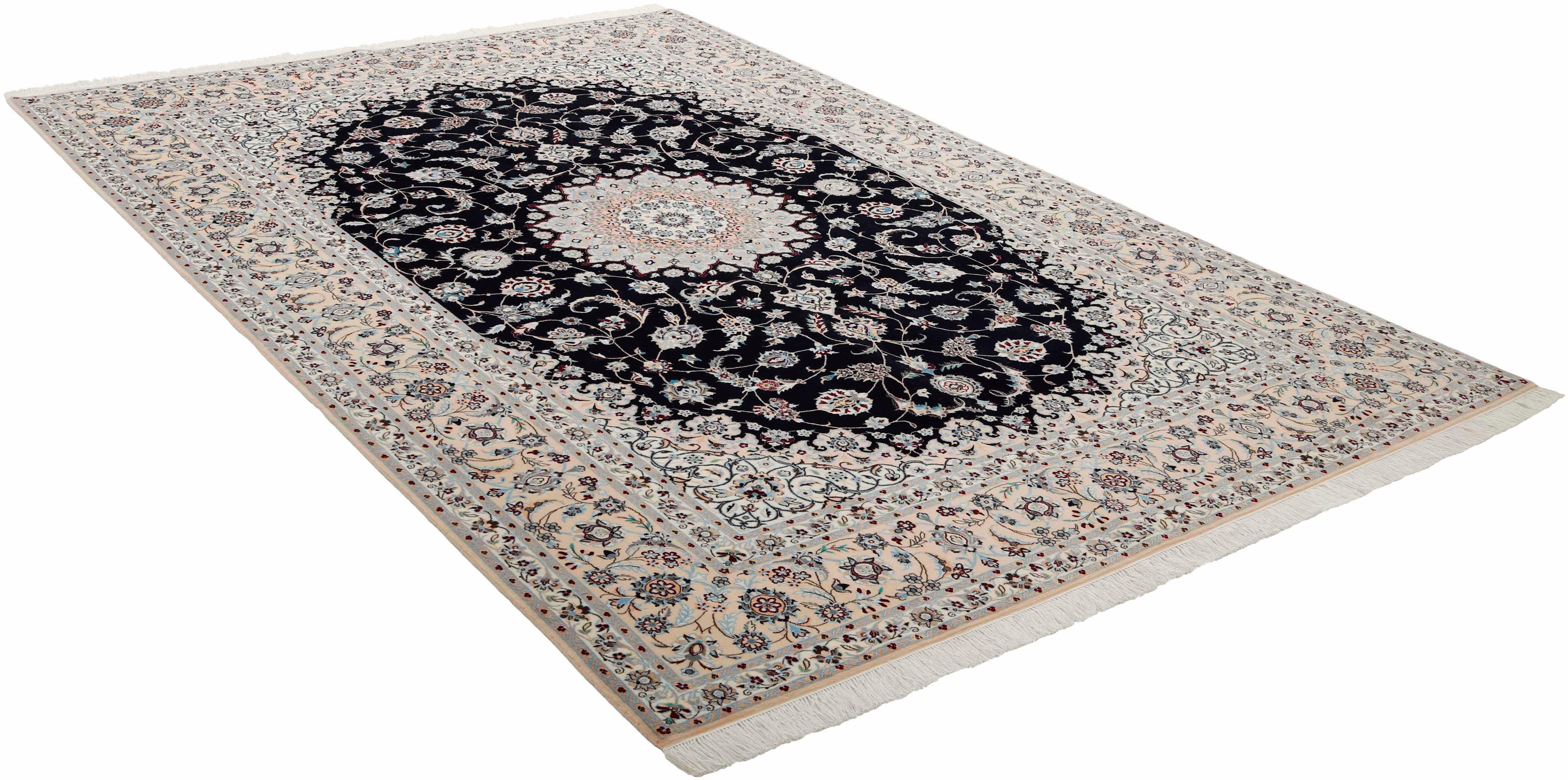 Authentic oriental rug with traditional floral design in black