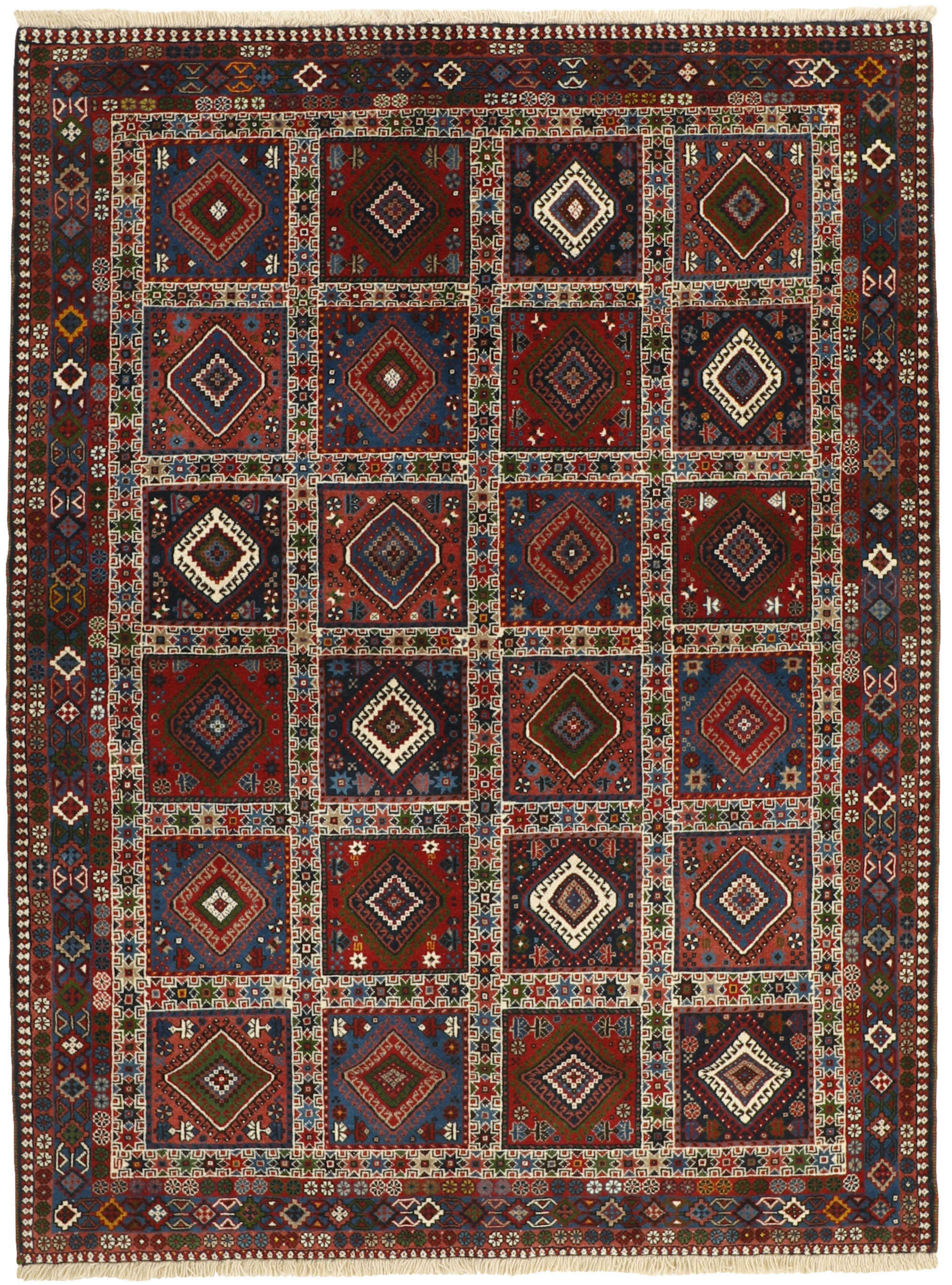 red authentic persian rug with a traditional design