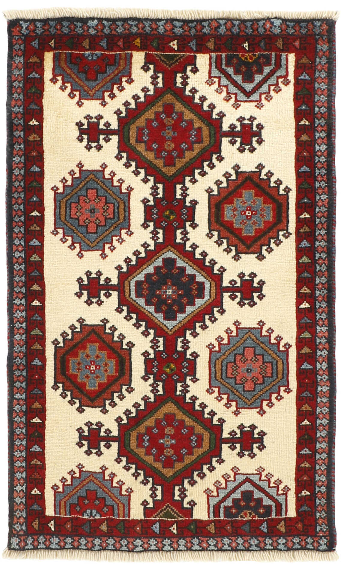 red authentic persian rug with a traditional design