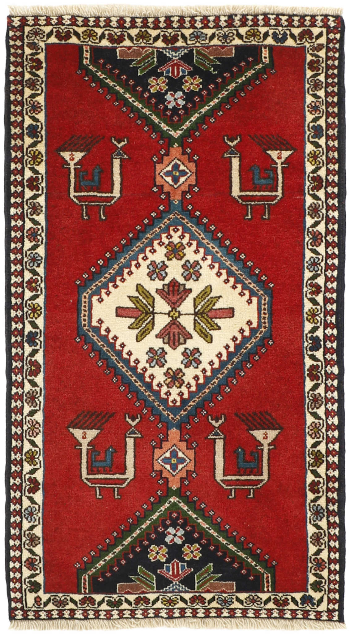 red Authentic persian rug with a traditional design