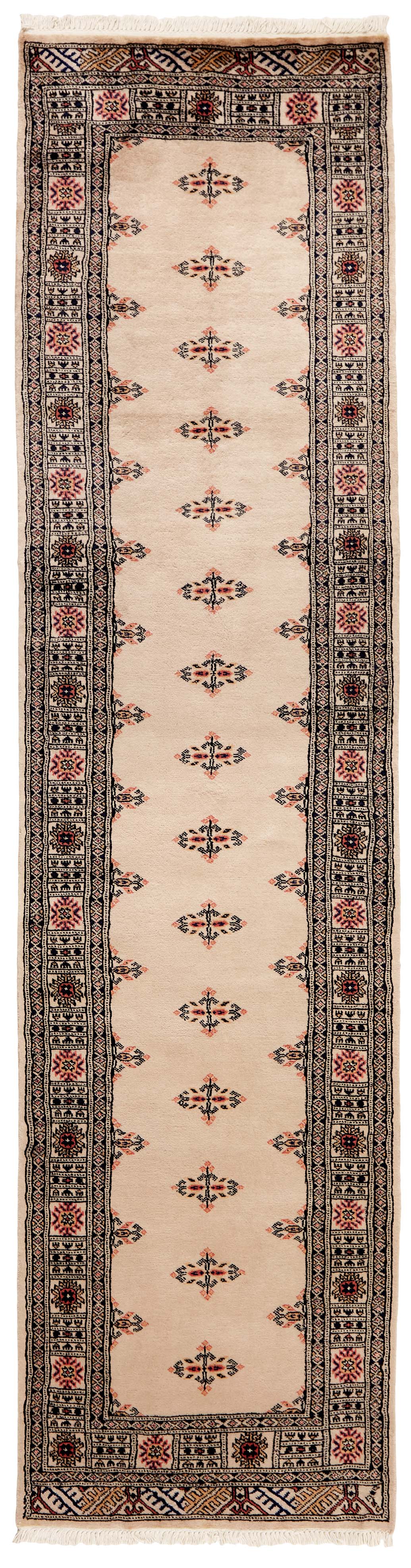 beige oriental runner with traditional gul pattern