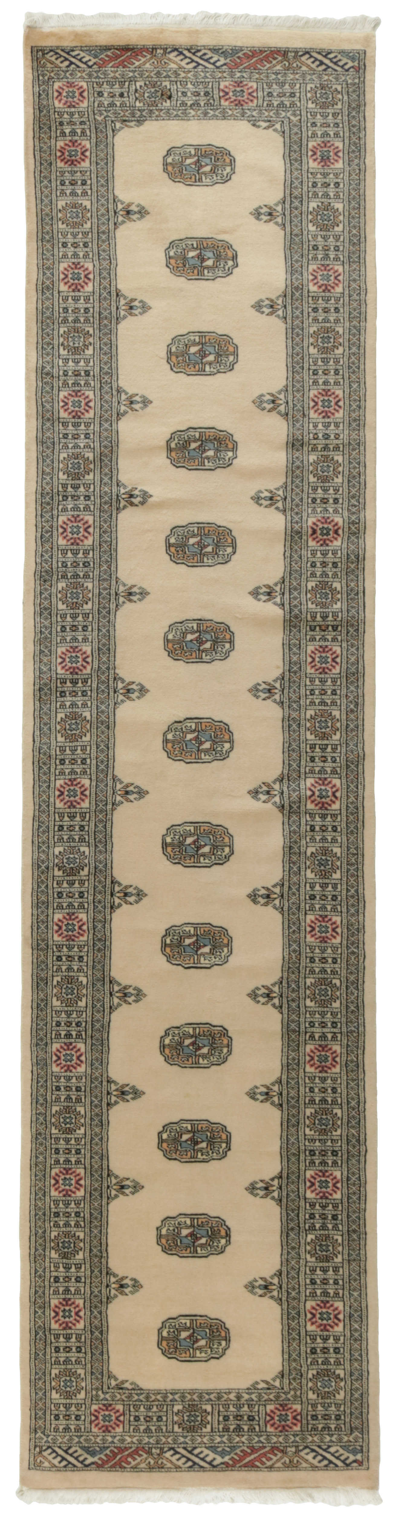 beige oriental runner with traditional gul pattern