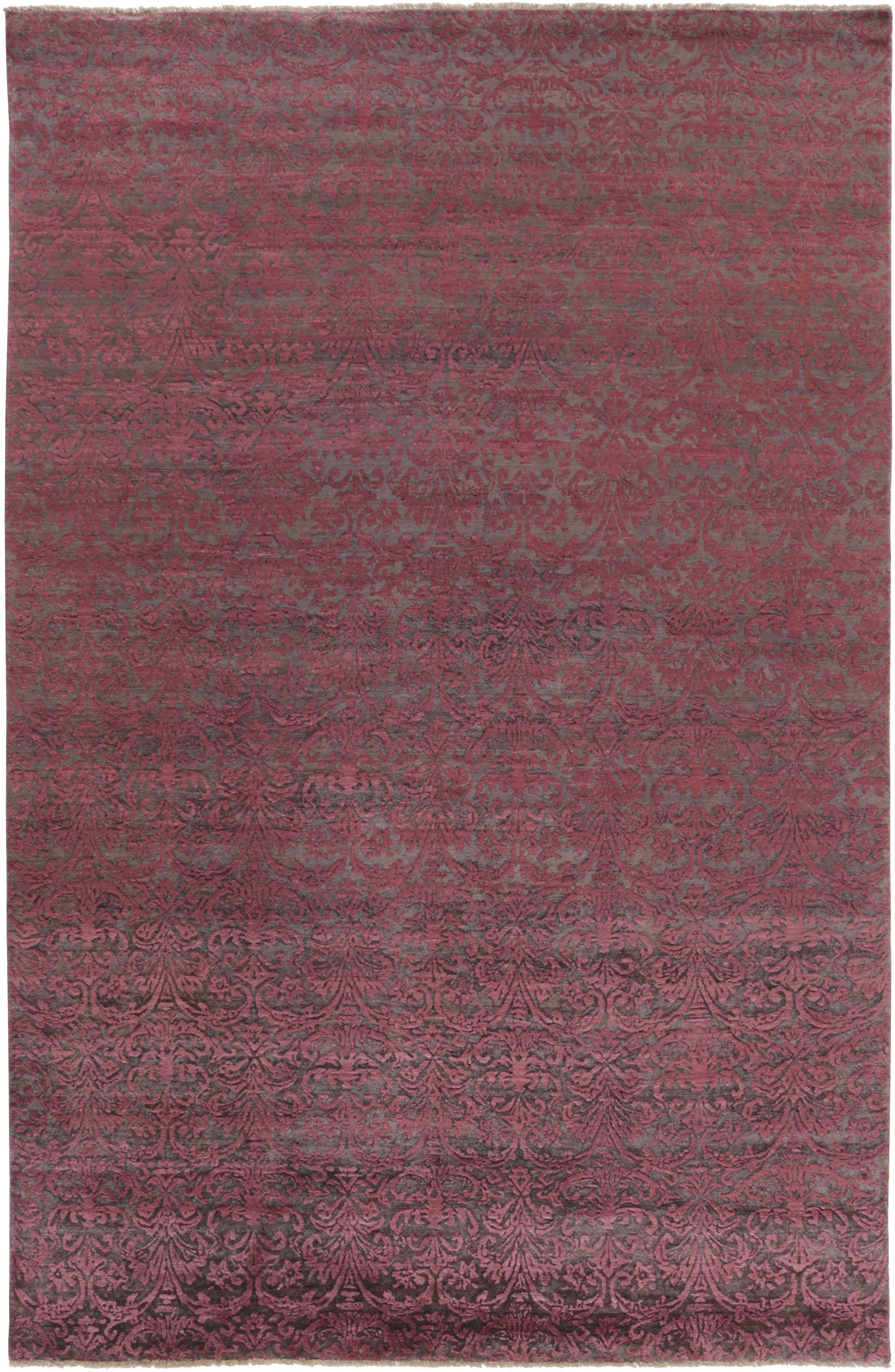 Authentic oriental rug with a damask pattern in black