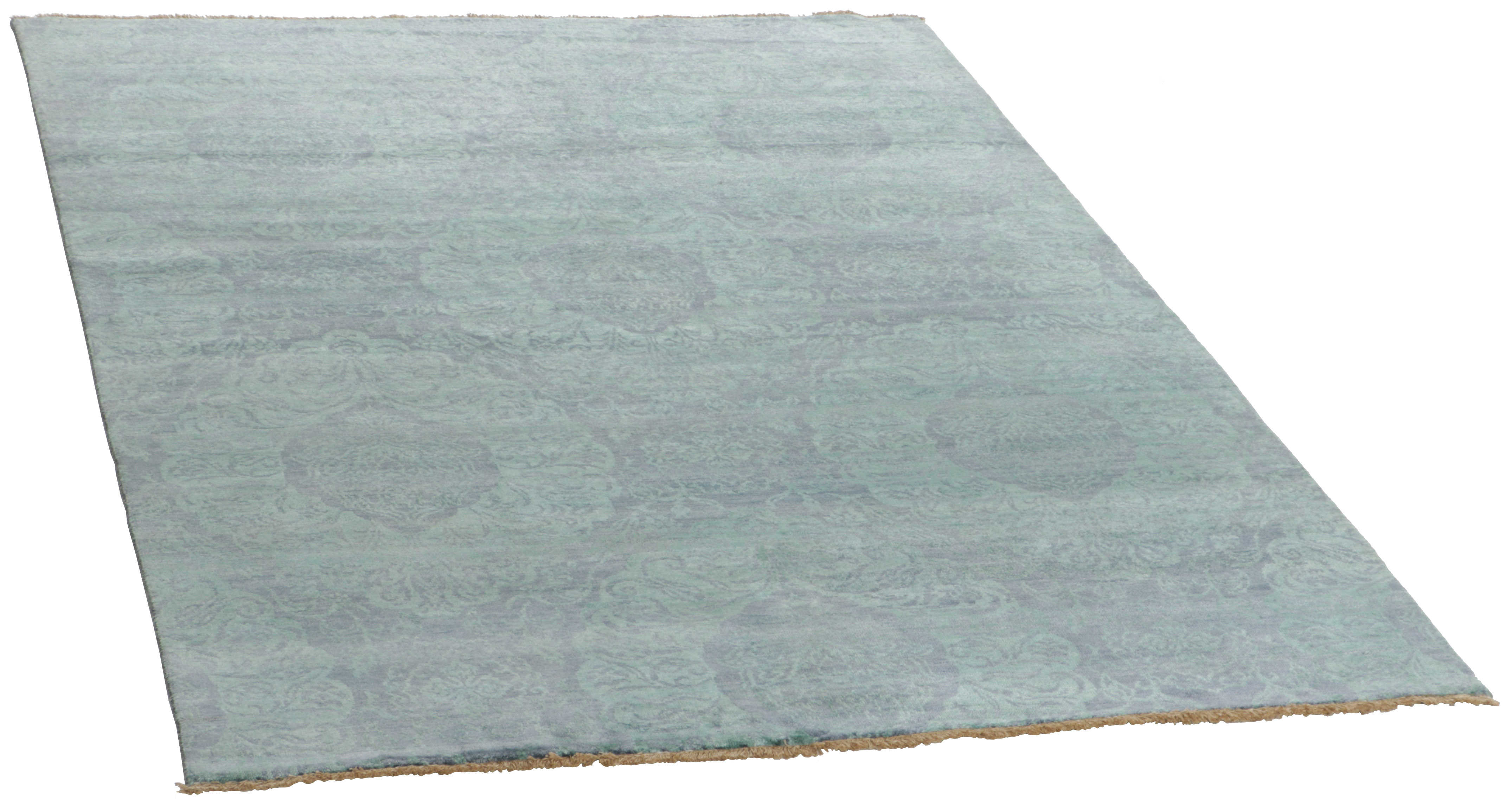 Authentic oriental rug with a damask pattern in blue