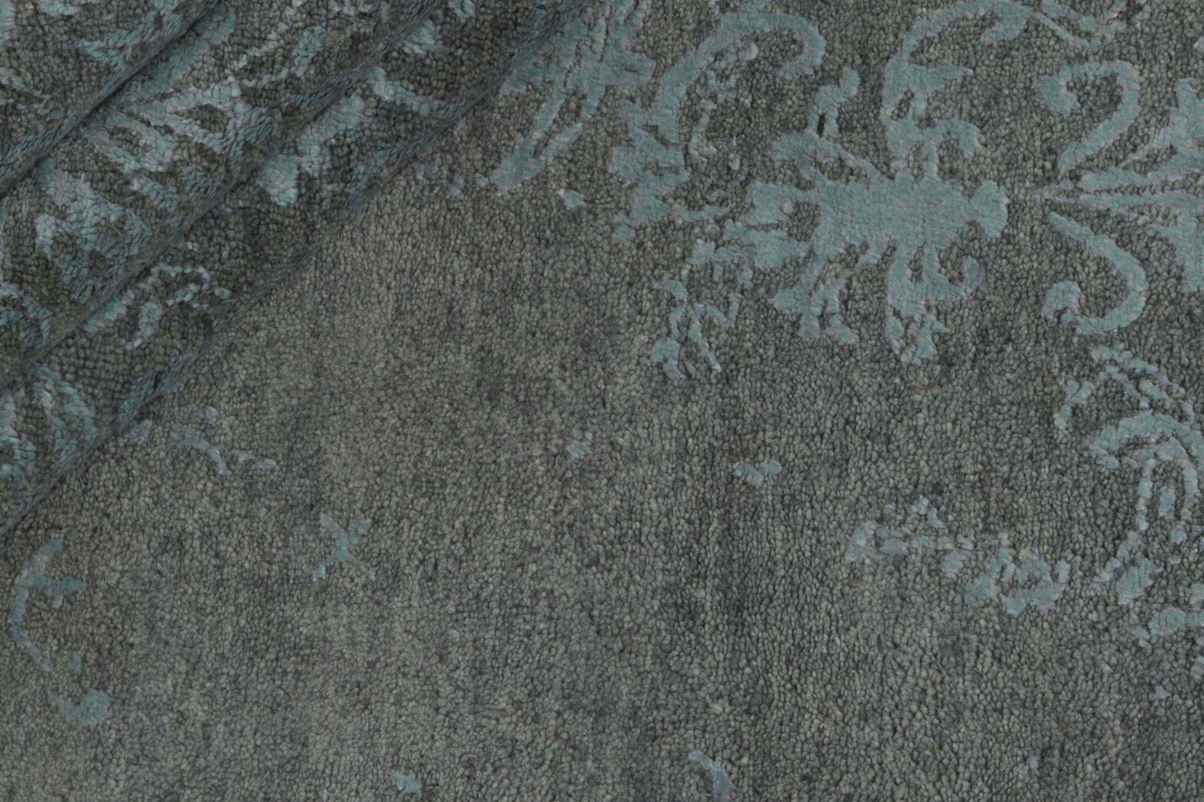 Authentic oriental rug with a damask pattern in blue