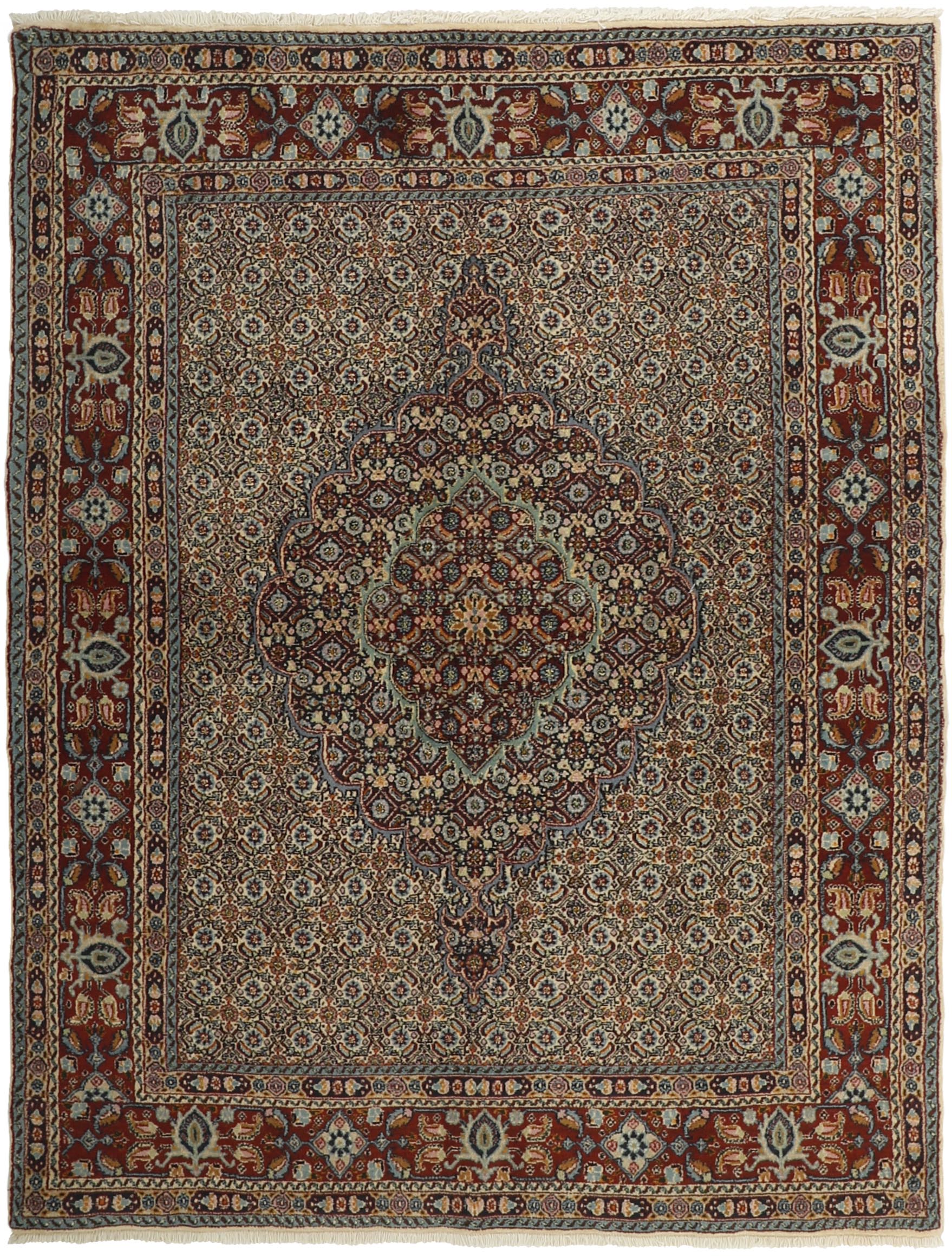 Authentic oriental rug with traditional floral design in beige