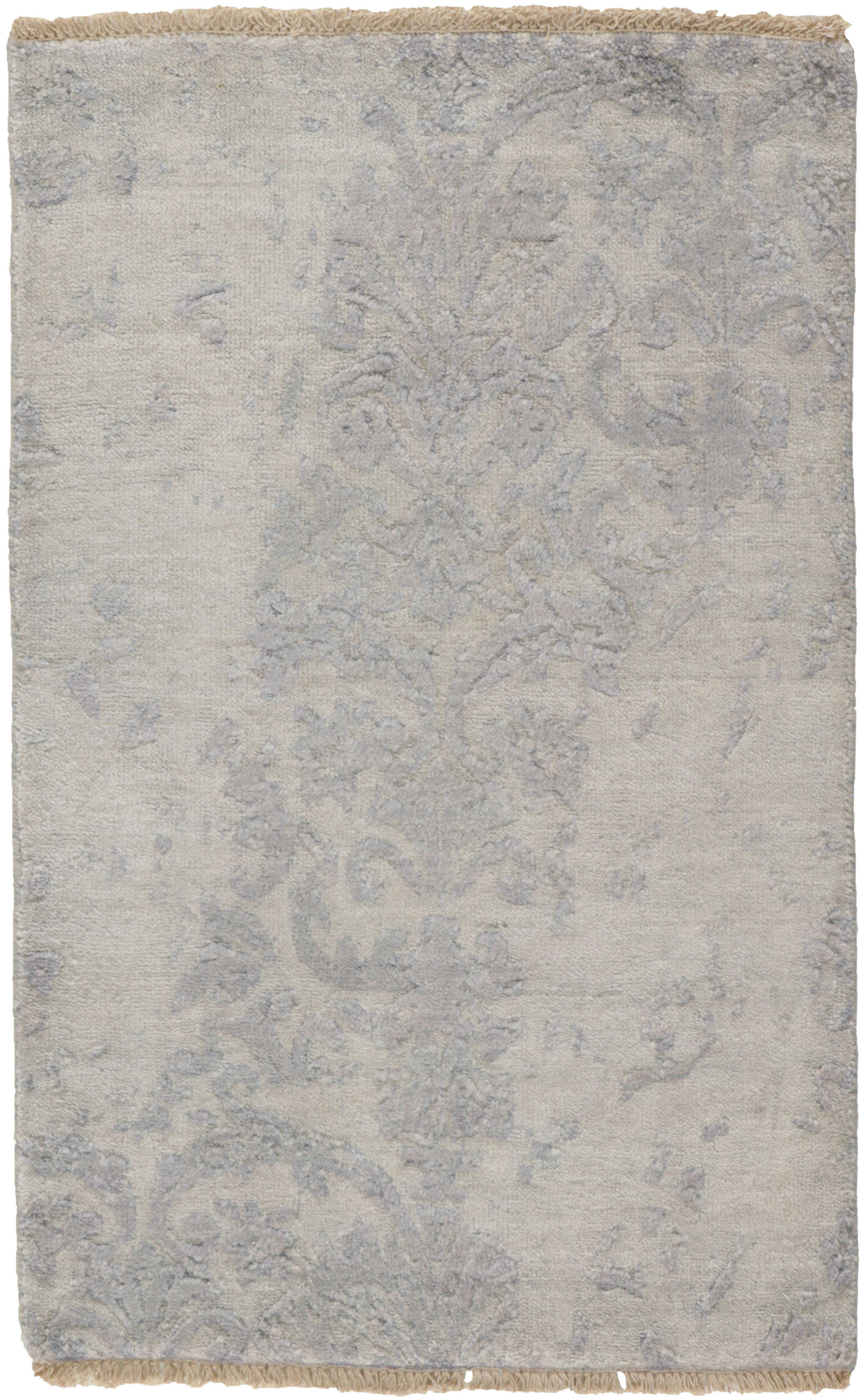 Authentic oriental rug with a damask pattern in blue