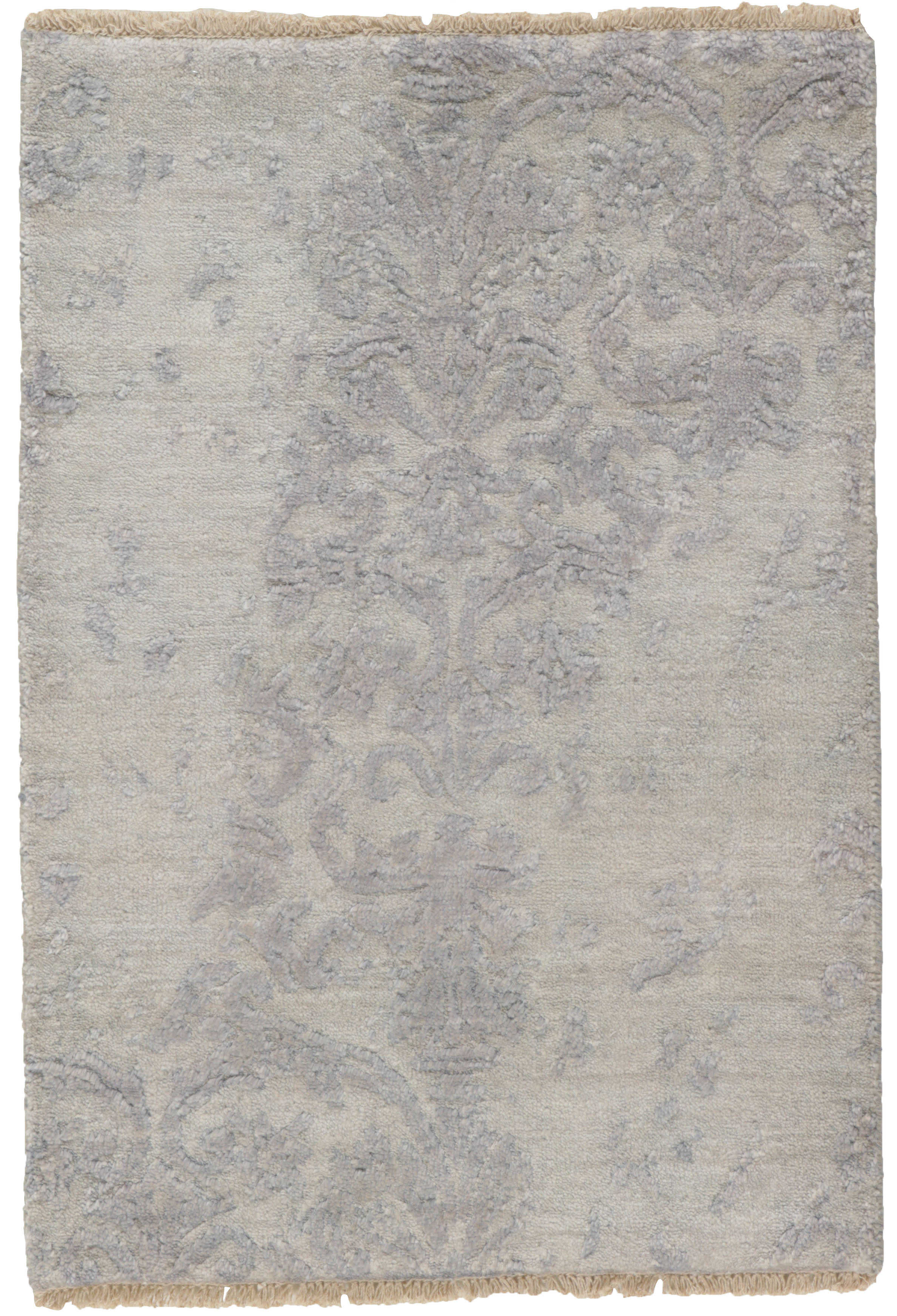 Authentic oriental rug with a damask pattern in blue