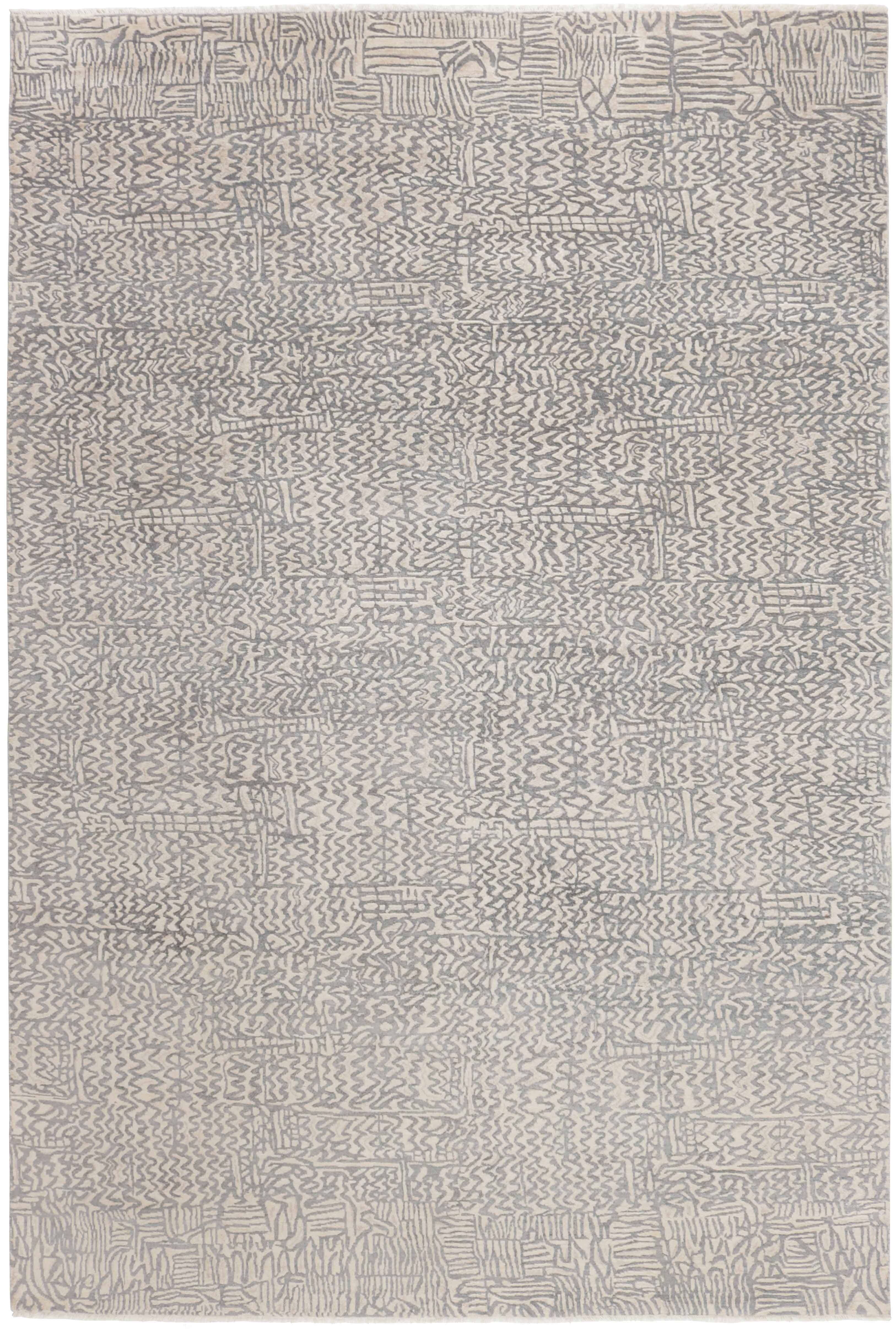 Authentic oriental rug with a damask pattern in beige