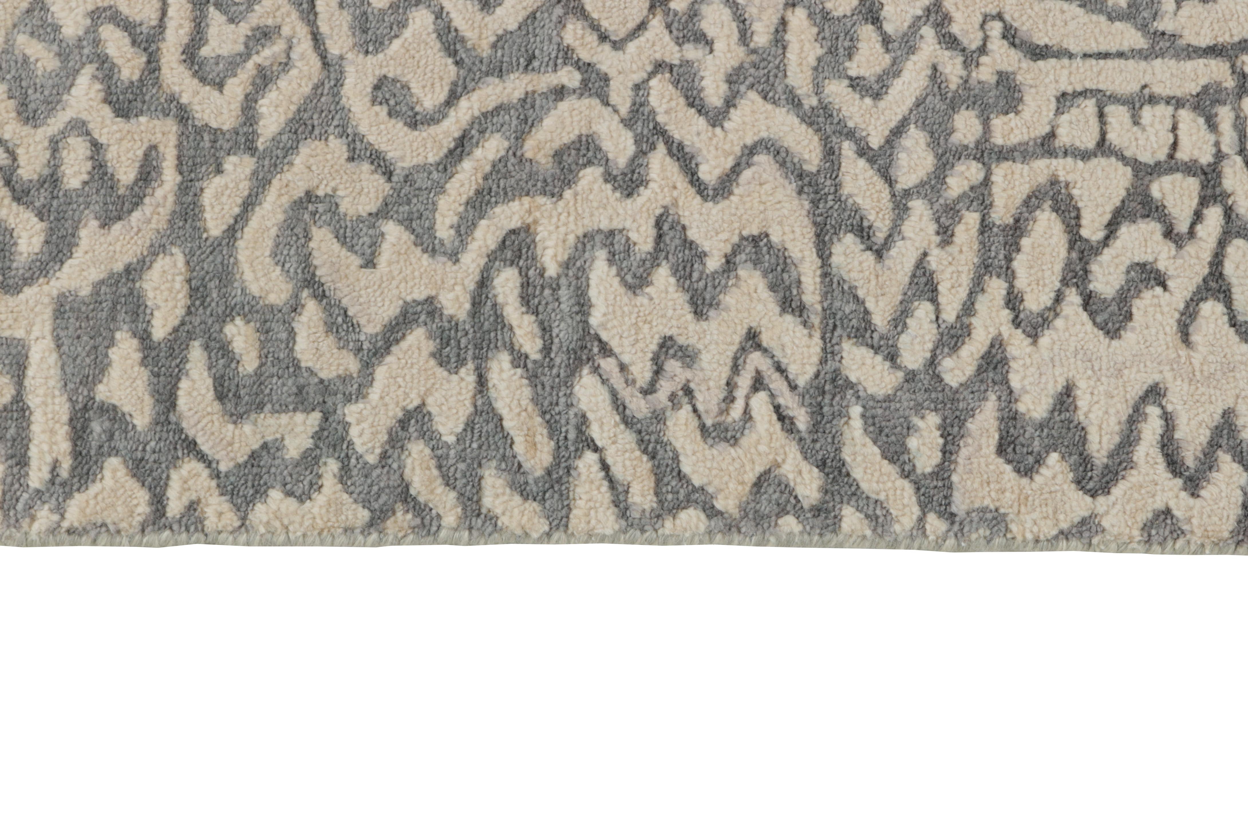 Authentic oriental rug with a damask pattern in beige