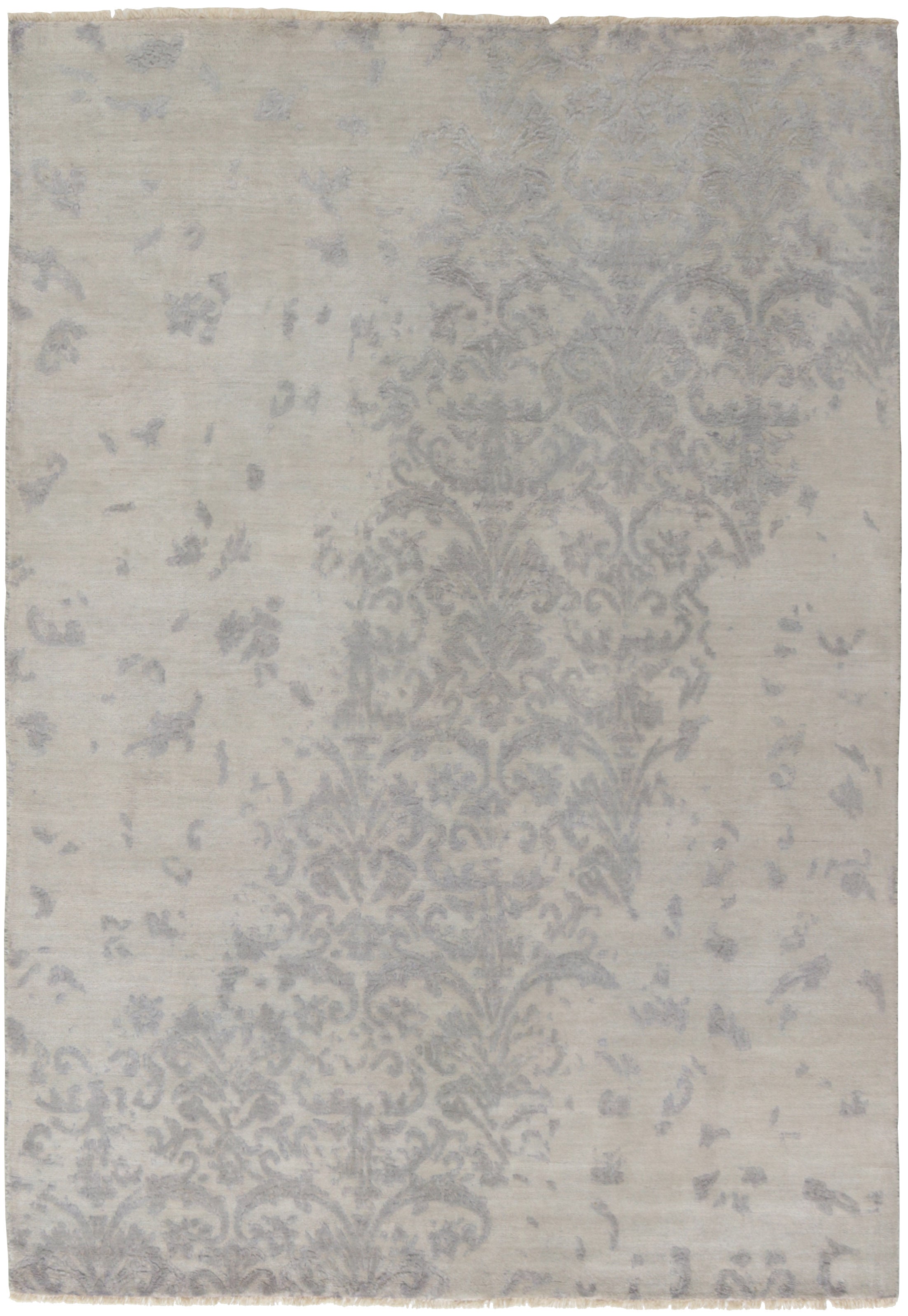 Authentic oriental rug with a damask pattern in beige