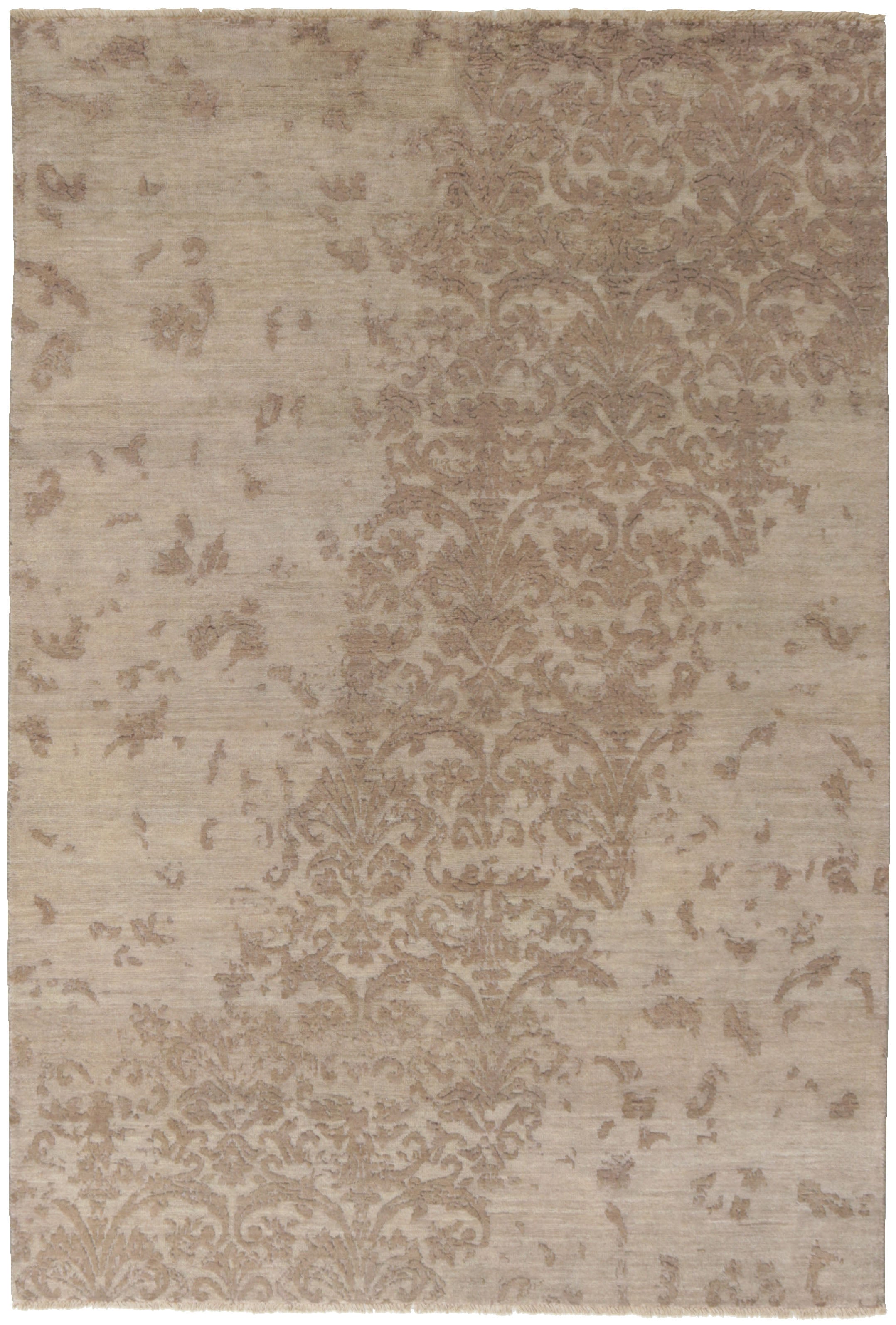 Authentic oriental rug with a damask pattern in beige and ivory