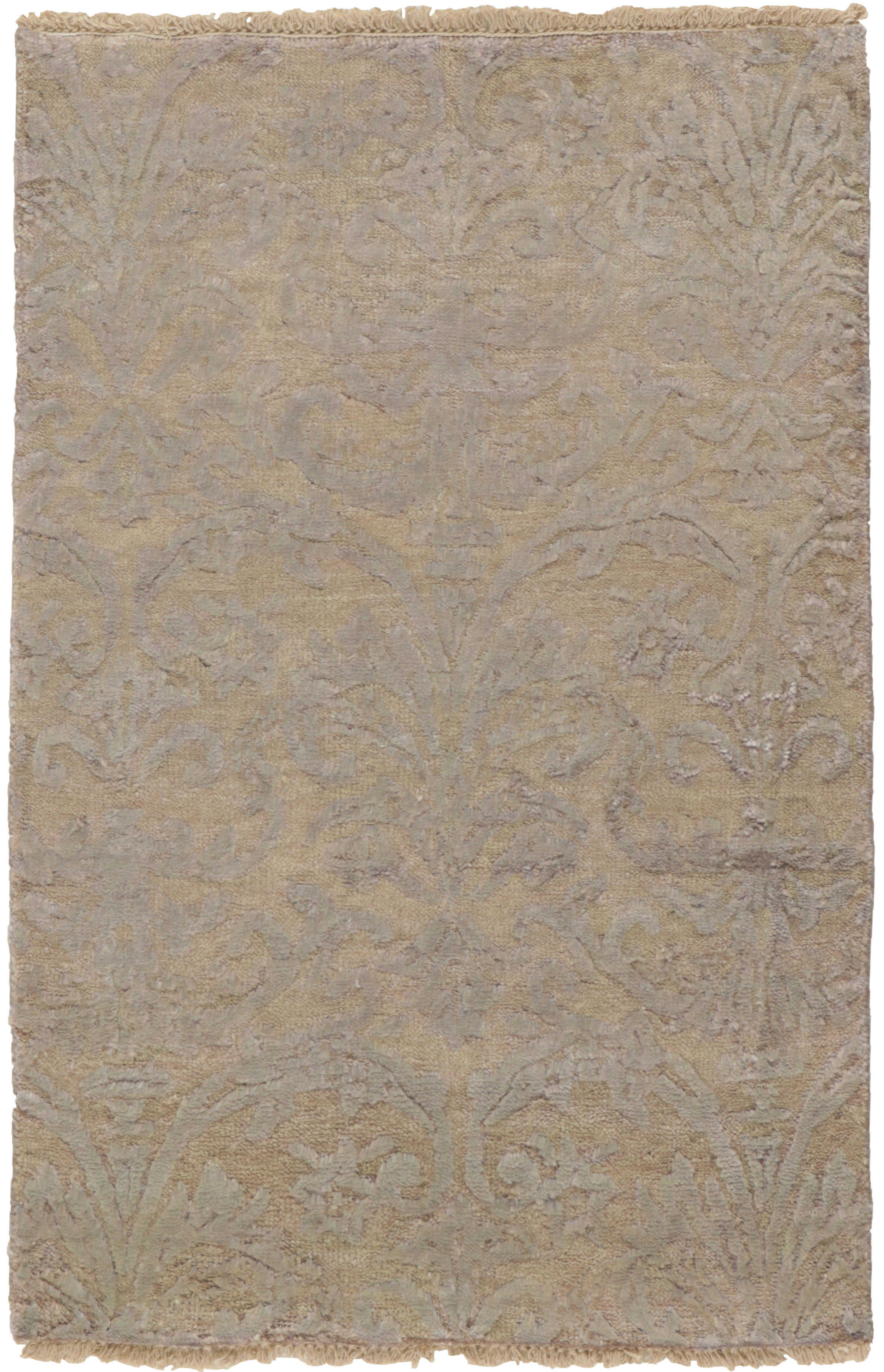 Authentic oriental rug with a damask pattern in beige