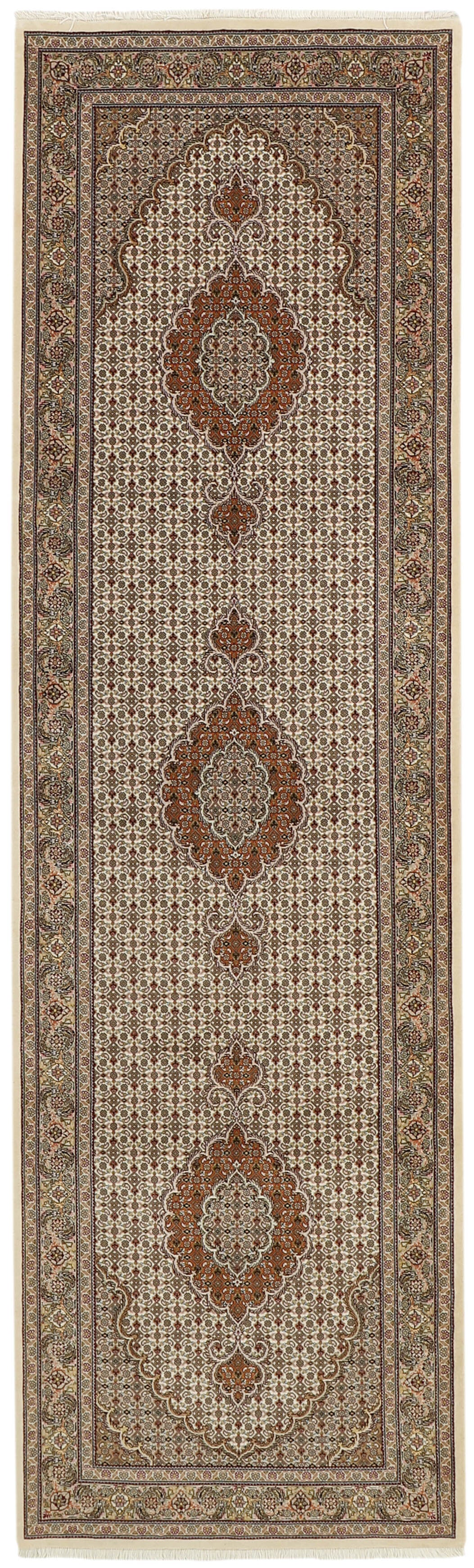 Authentic persian runner with traditional floral design in red, beige and brown