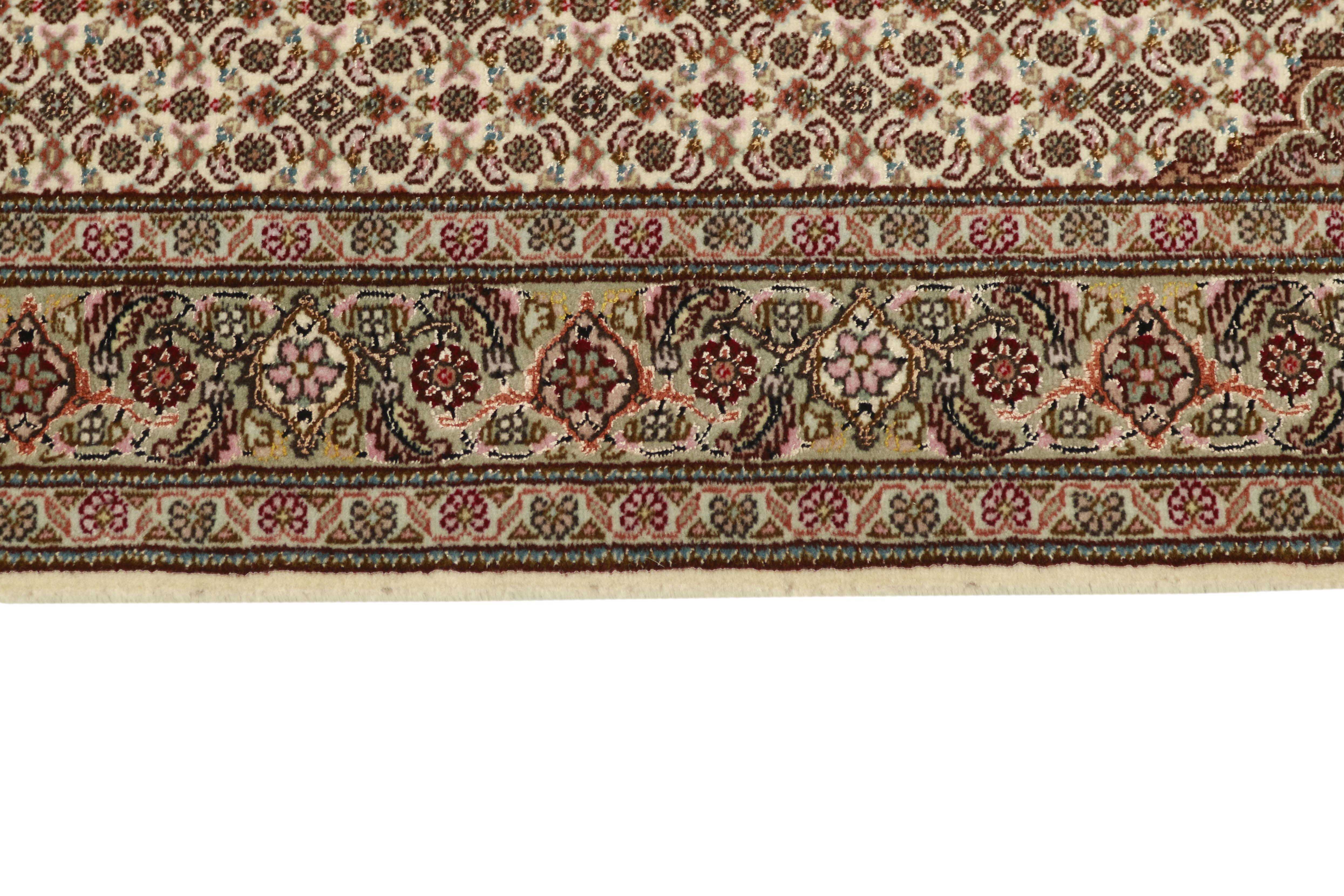 Authentic persian runner with traditional floral design in red