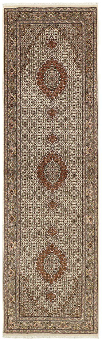 Authentic persian runner with traditional floral design in red, beige and cream