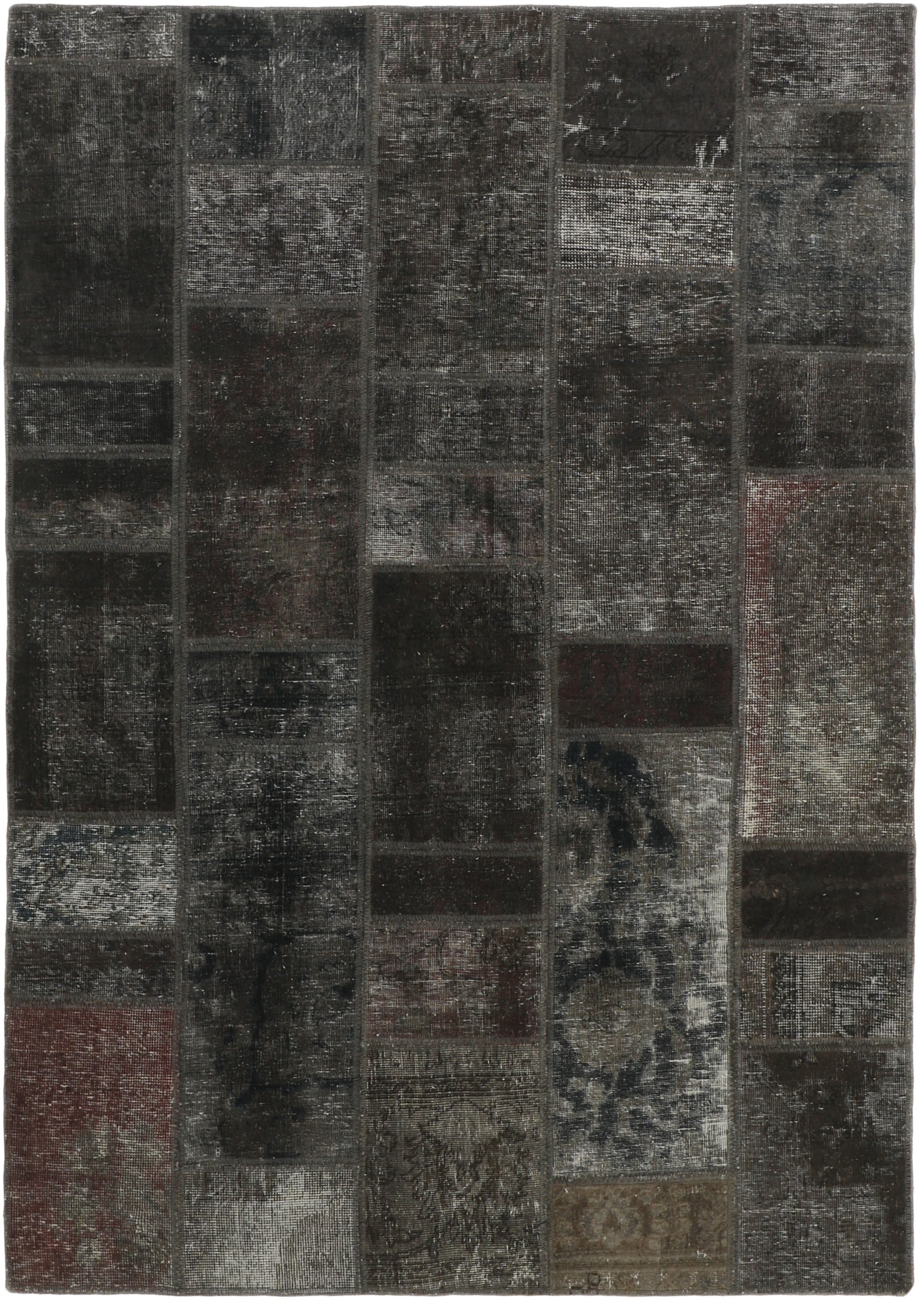 Authentic brown patchwork persian rug