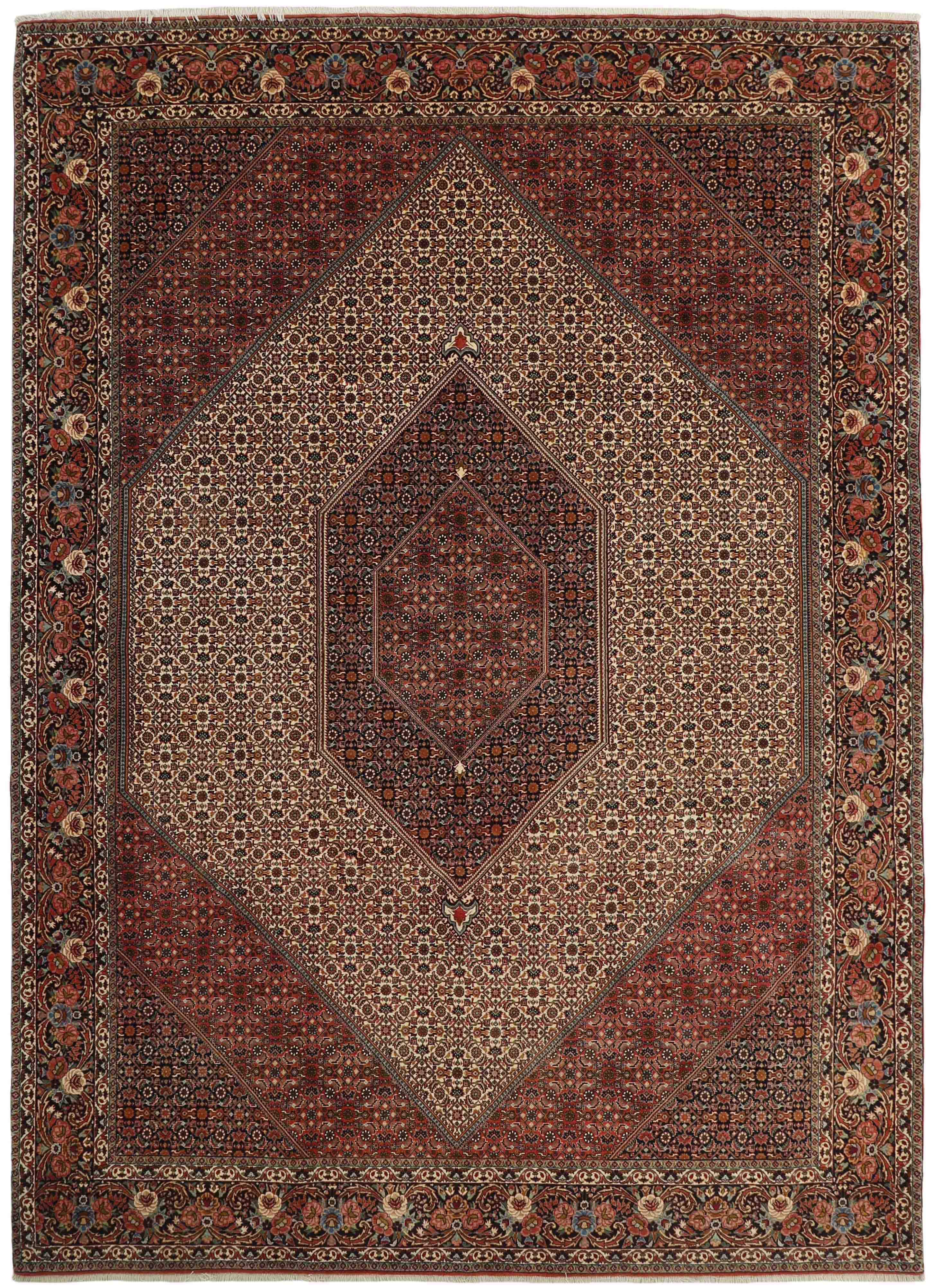 Red and cream persian runner with traditional floral design