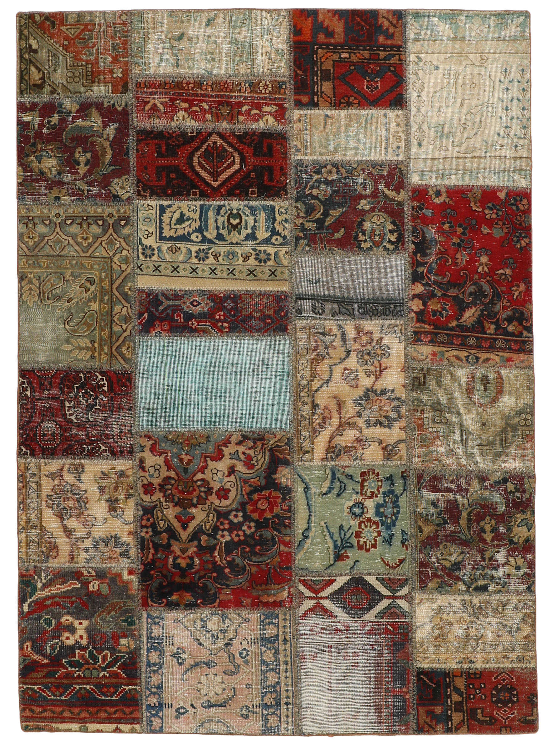 Authentic multicolour patchwork persian rug