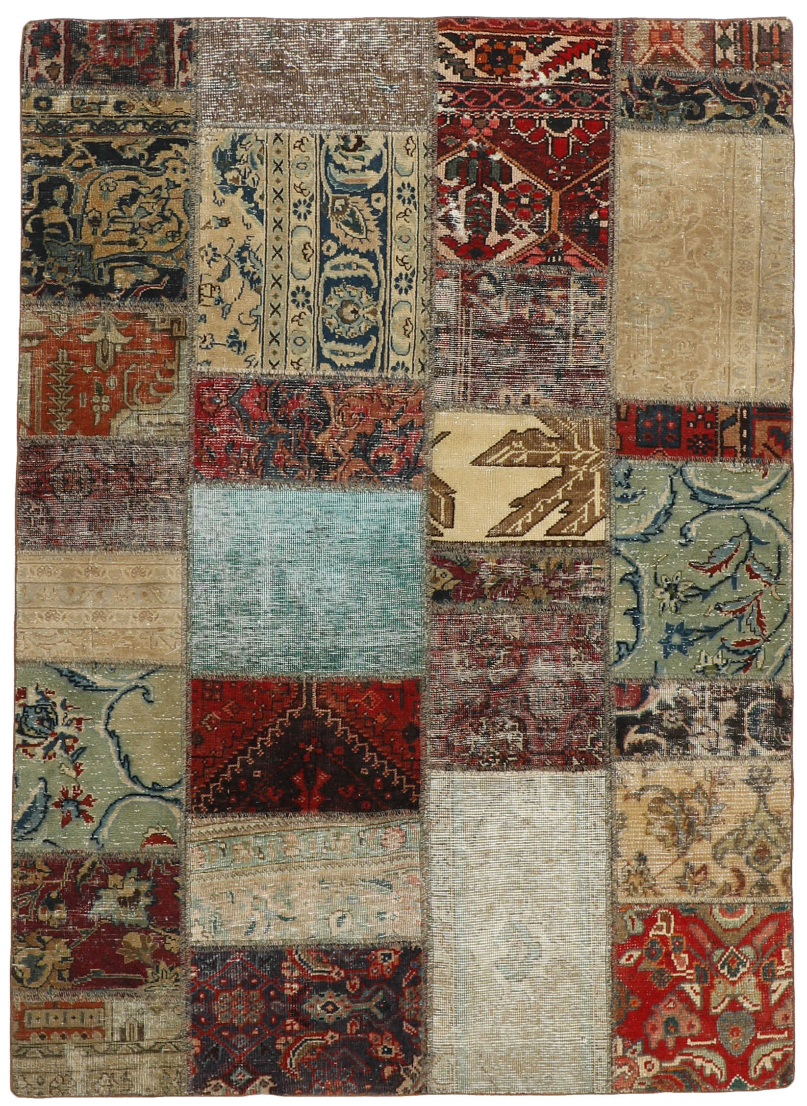 Authentic multicolour patchwork persian rug
