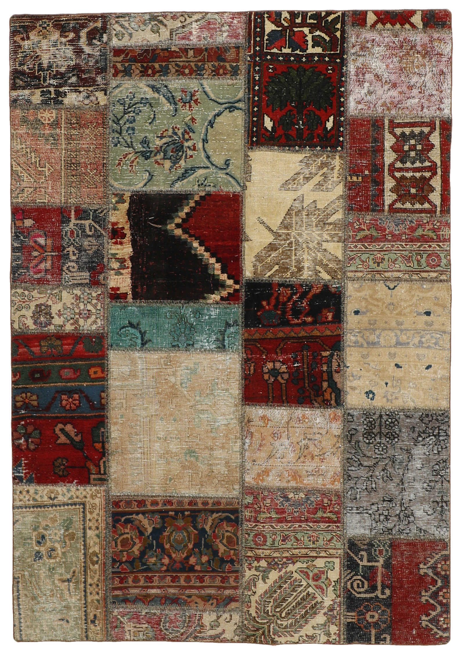 Authentic multicolour patchwork persian rug