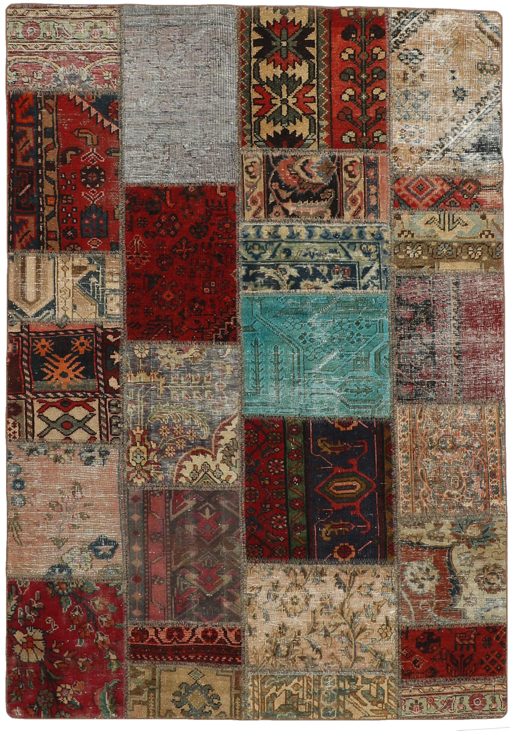 Authentic multicolour patchwork persian rug