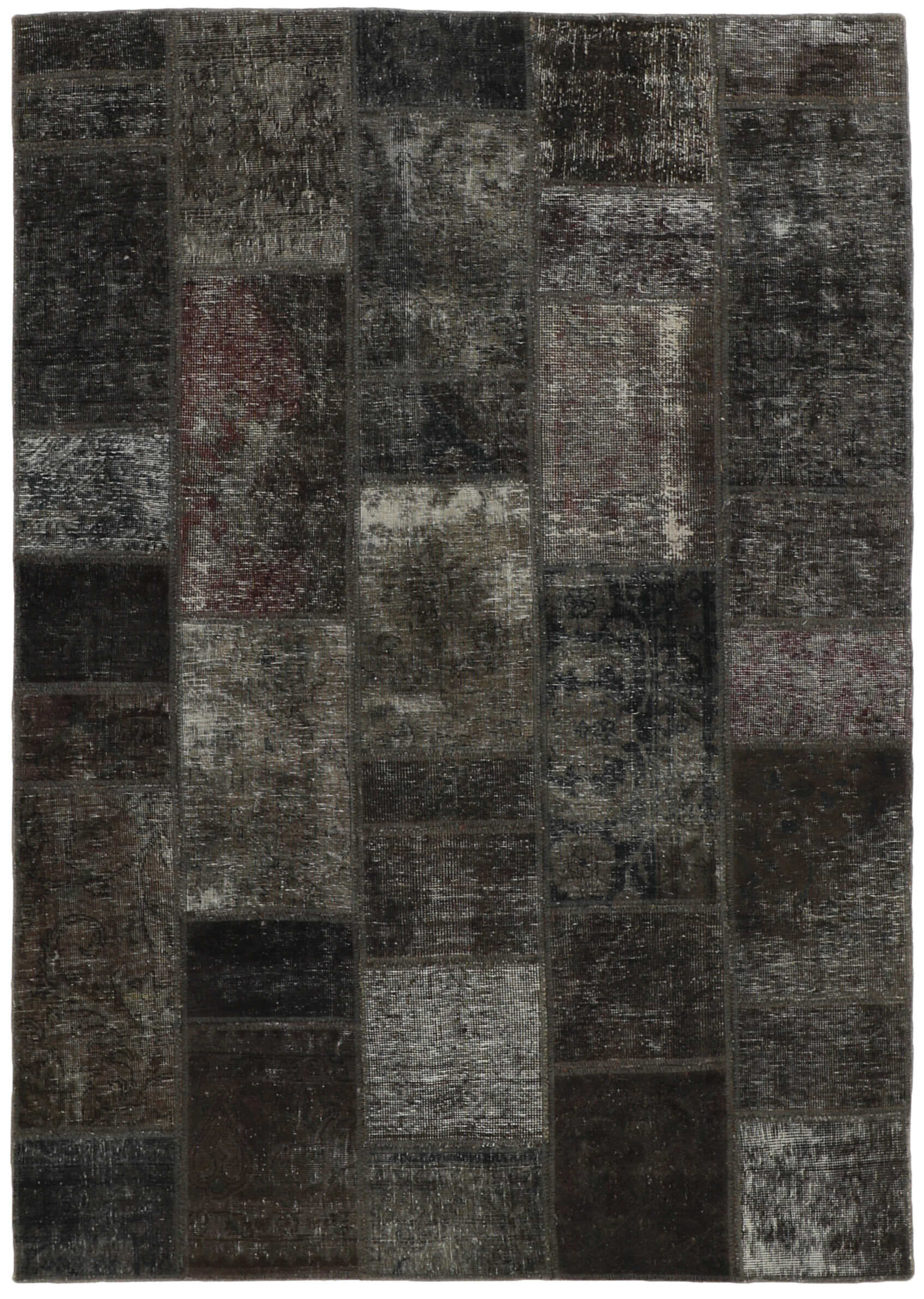 Authentic black patchwork persian rug