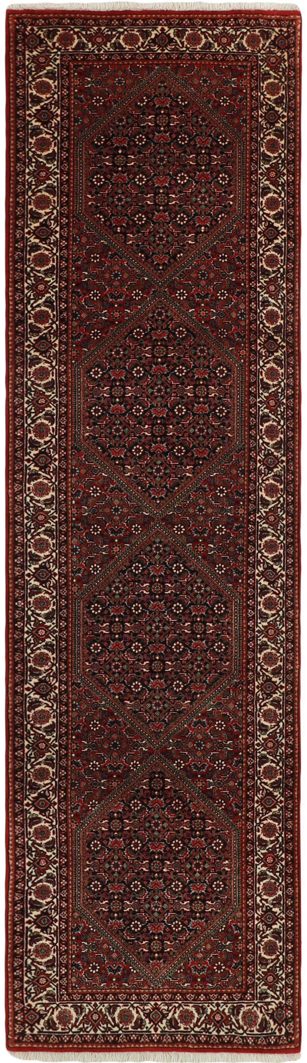 red and cream persian runner with traditional floral design