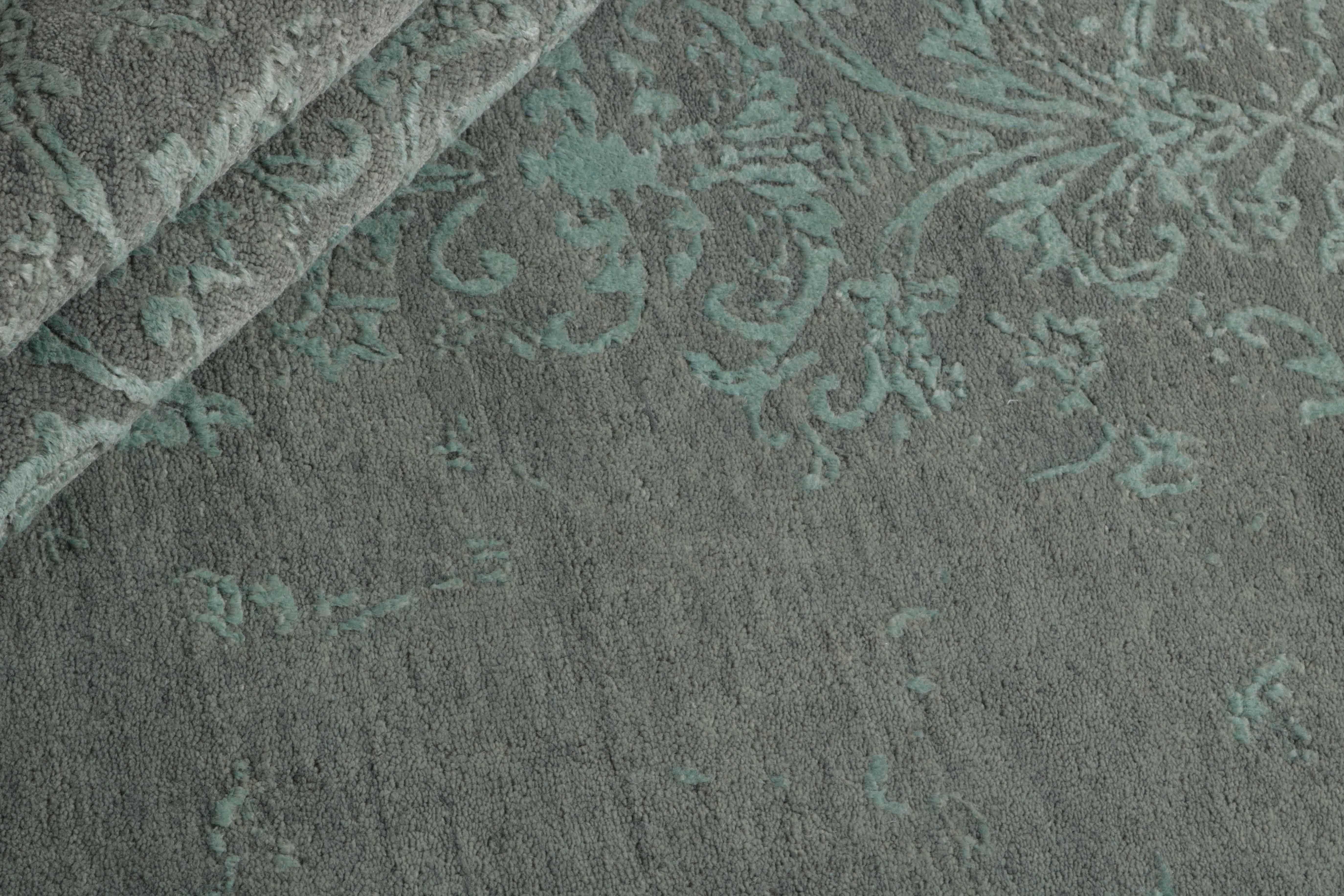 Authentic oriental rug with a damask pattern in blue