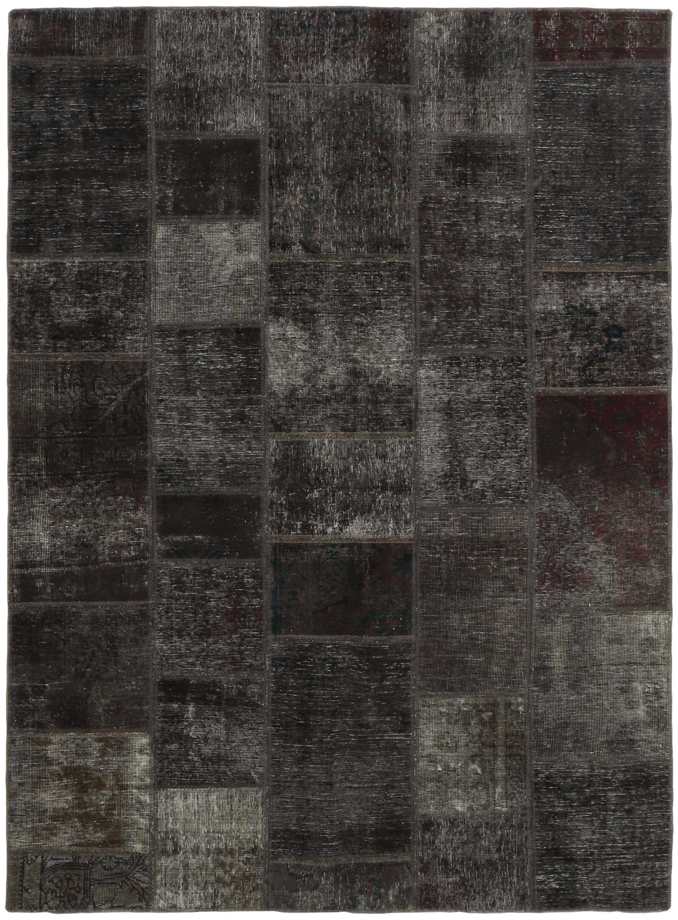 Authentic black patchwork persian rug