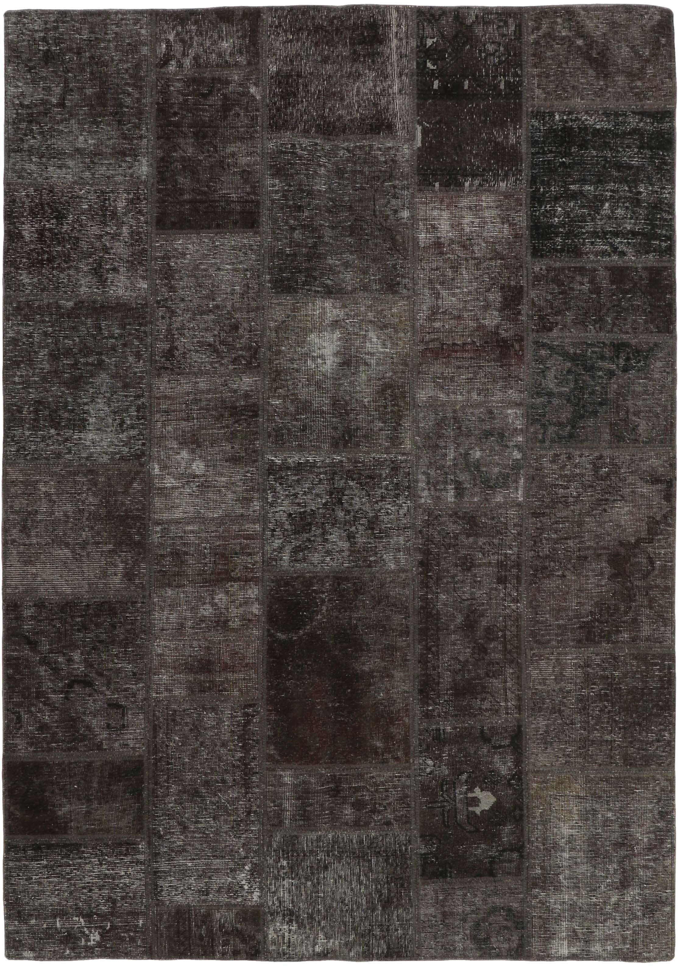 Authentic brown patchwork persian rug