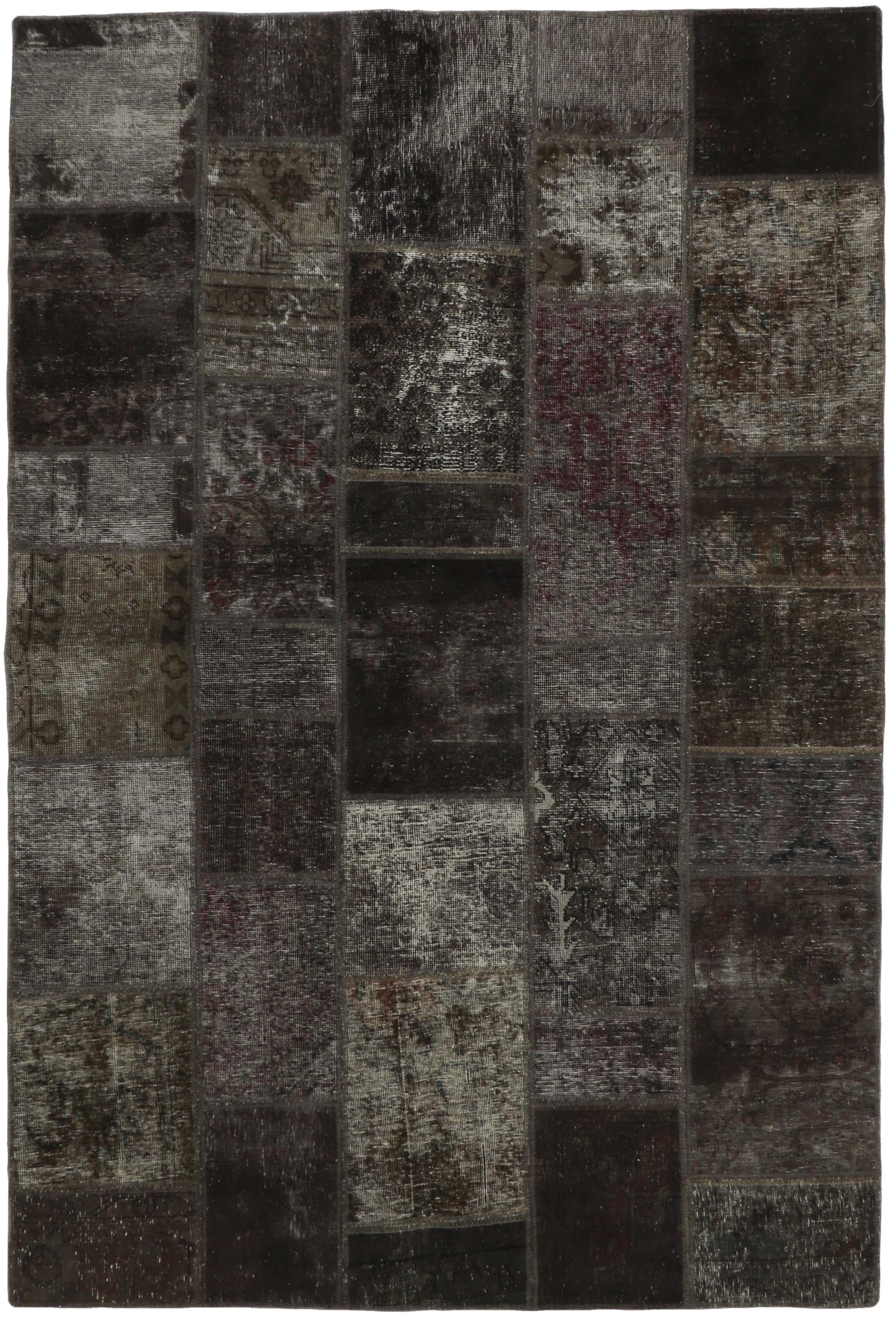 Authentic brown patchwork persian rug