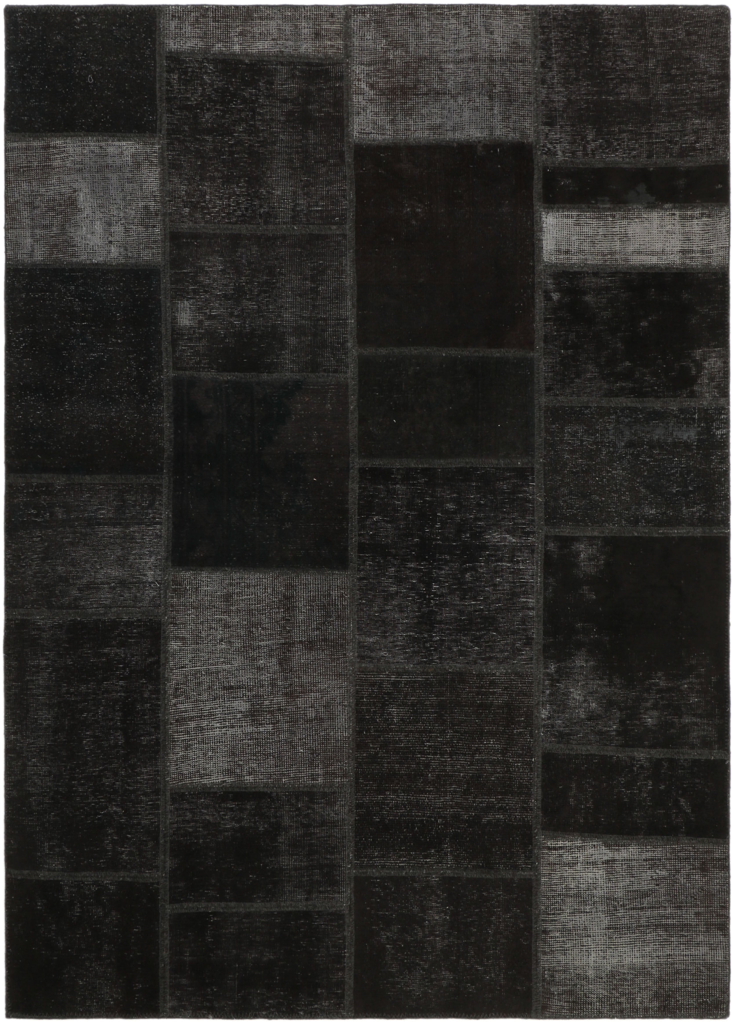 Authentic black patchwork persian rug