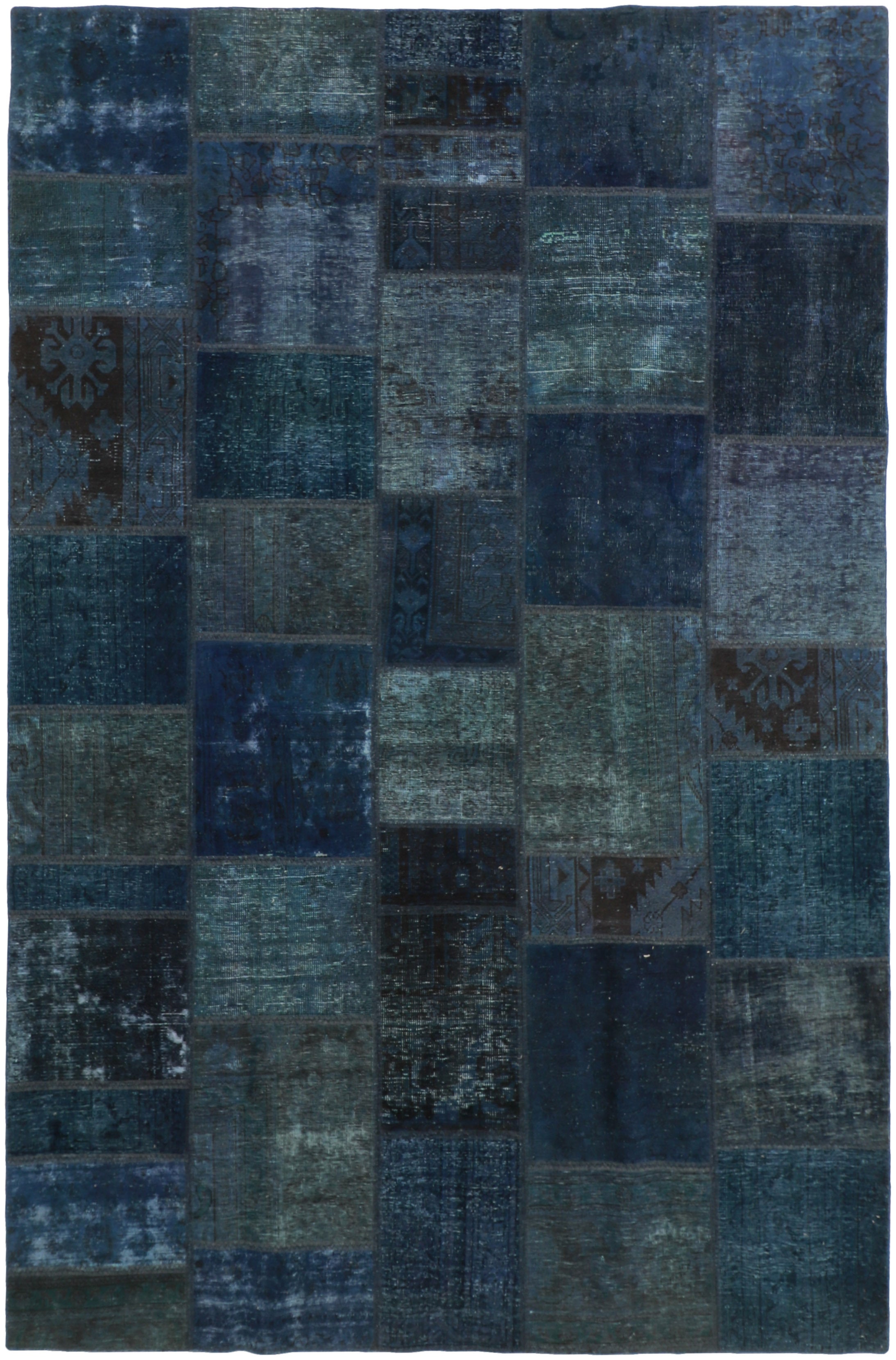 Authentic blue patchwork persian rug