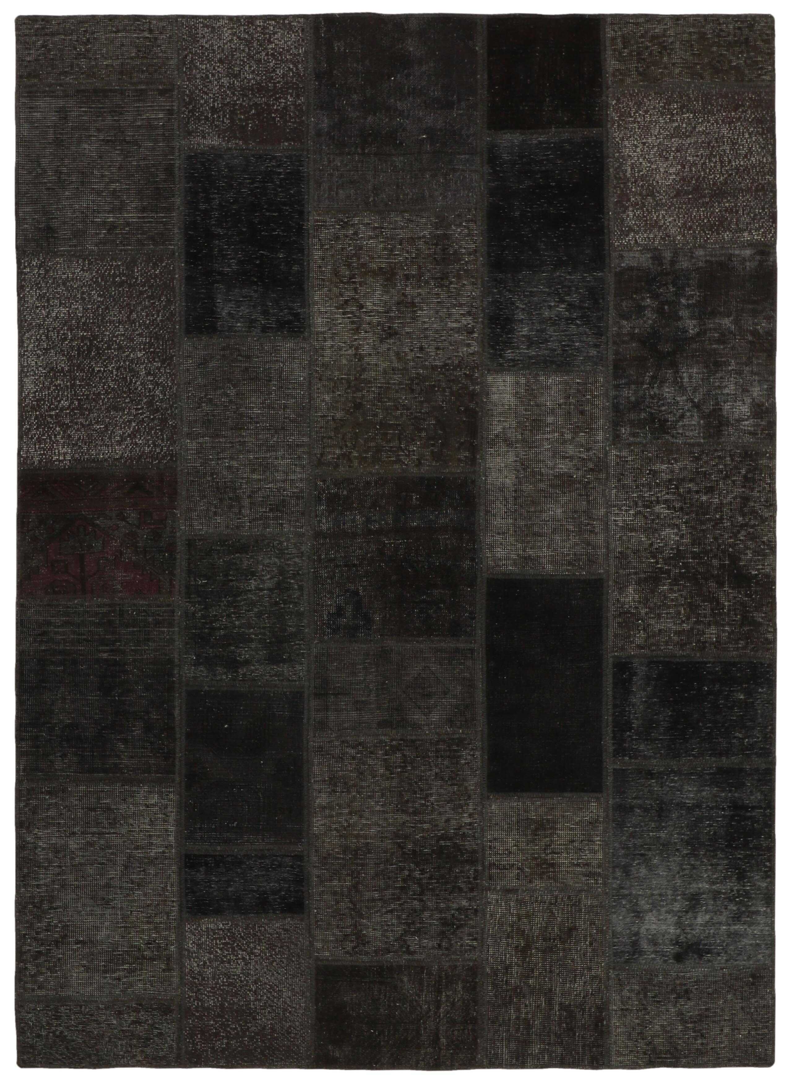 Authentic black patchwork persian rug