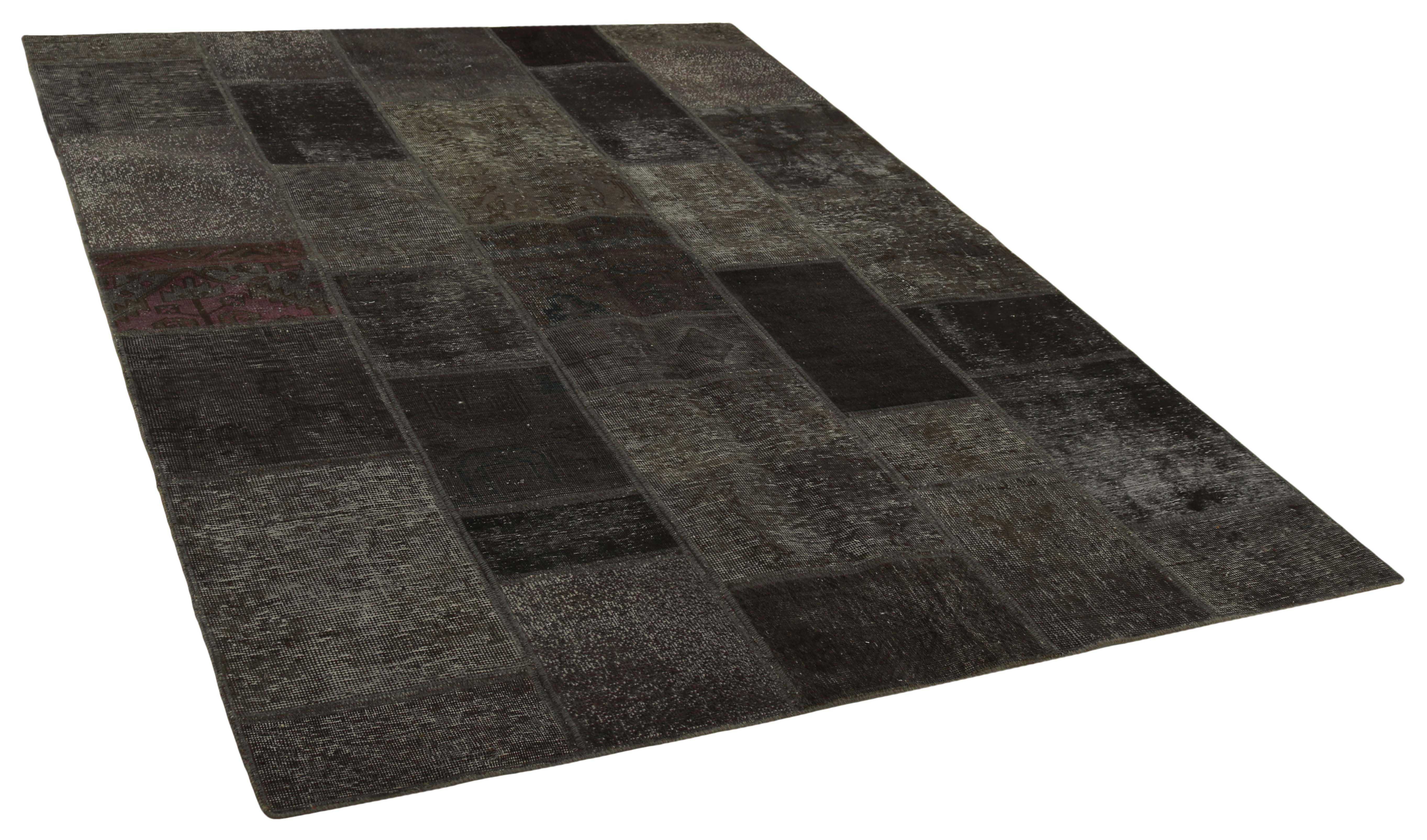 Authentic black patchwork persian rug