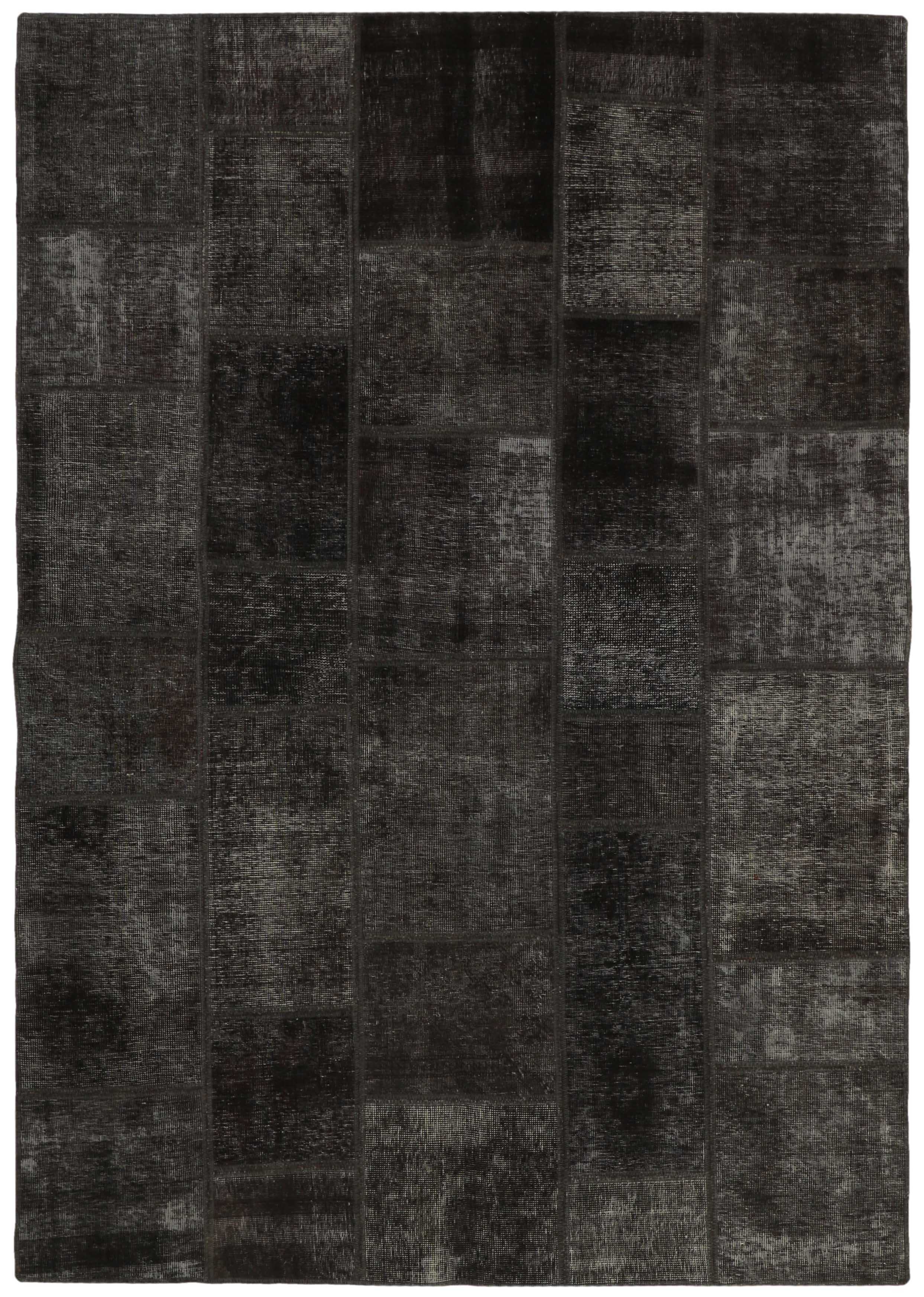 Authentic black patchwork persian rug