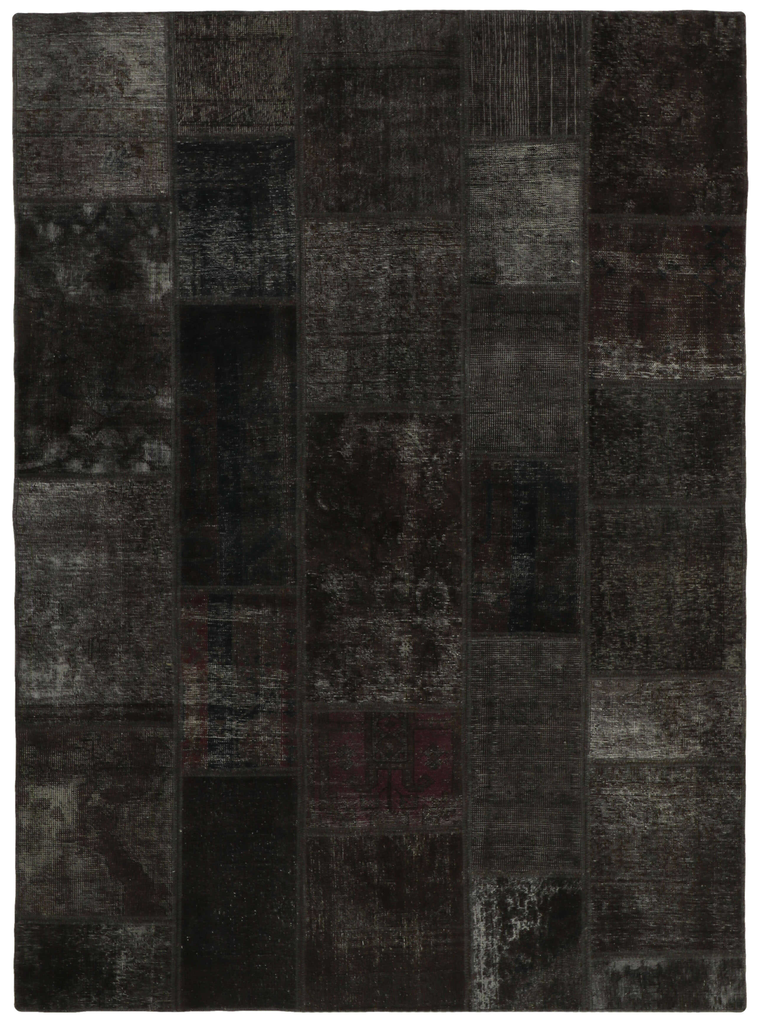Authentic black patchwork persian rug